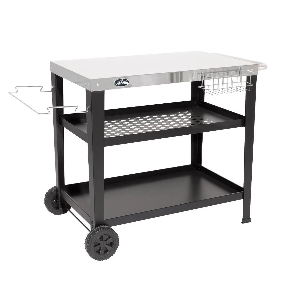 Dellonda Barbecue/Plancha Trolley for Outdoor Grilling/Cooking with Utensil Holder, Stainless Steel  White Rose Tools