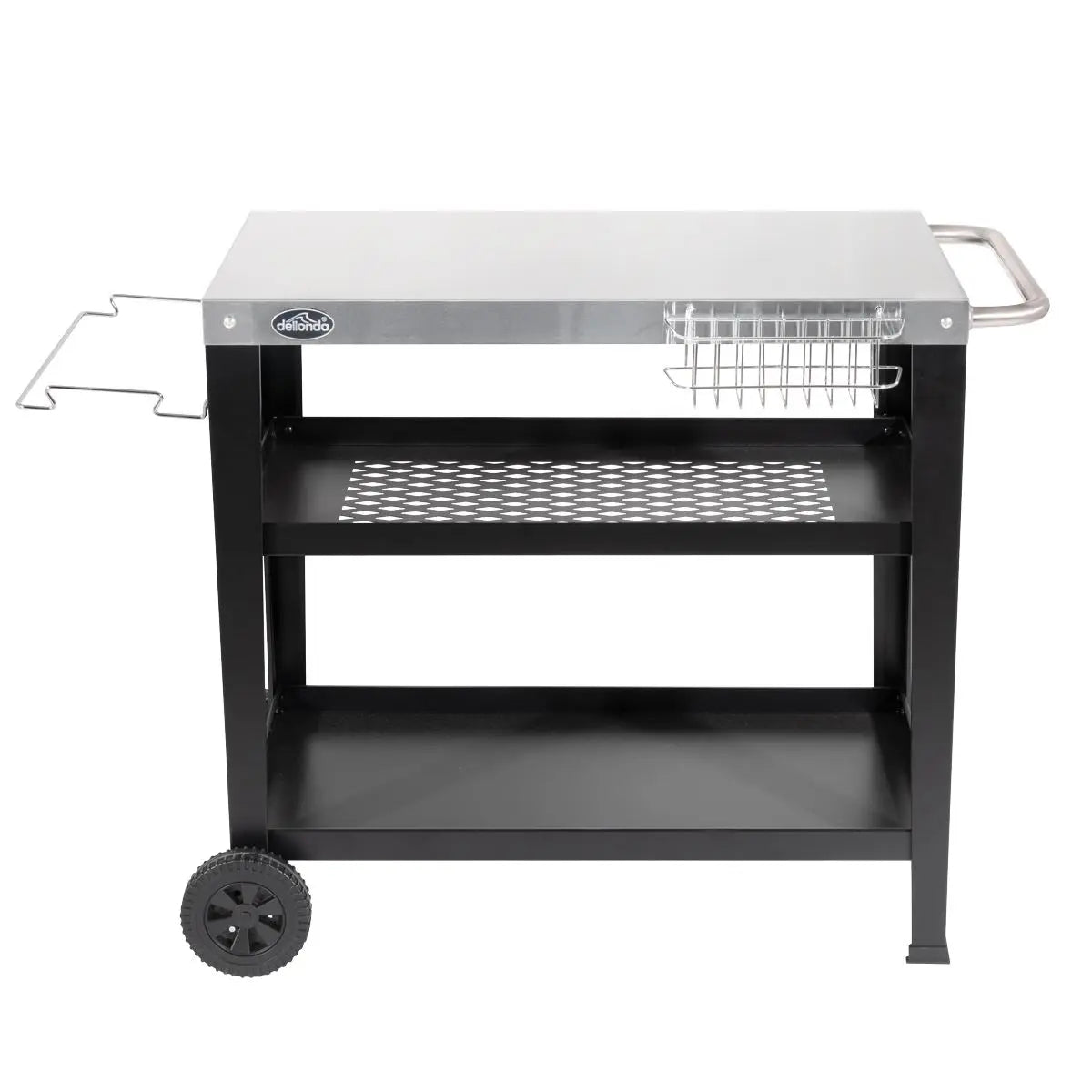 Dellonda Barbecue/Plancha Trolley for Outdoor Grilling/Cooking with Utensil Holder, Stainless Steel  White Rose Tools