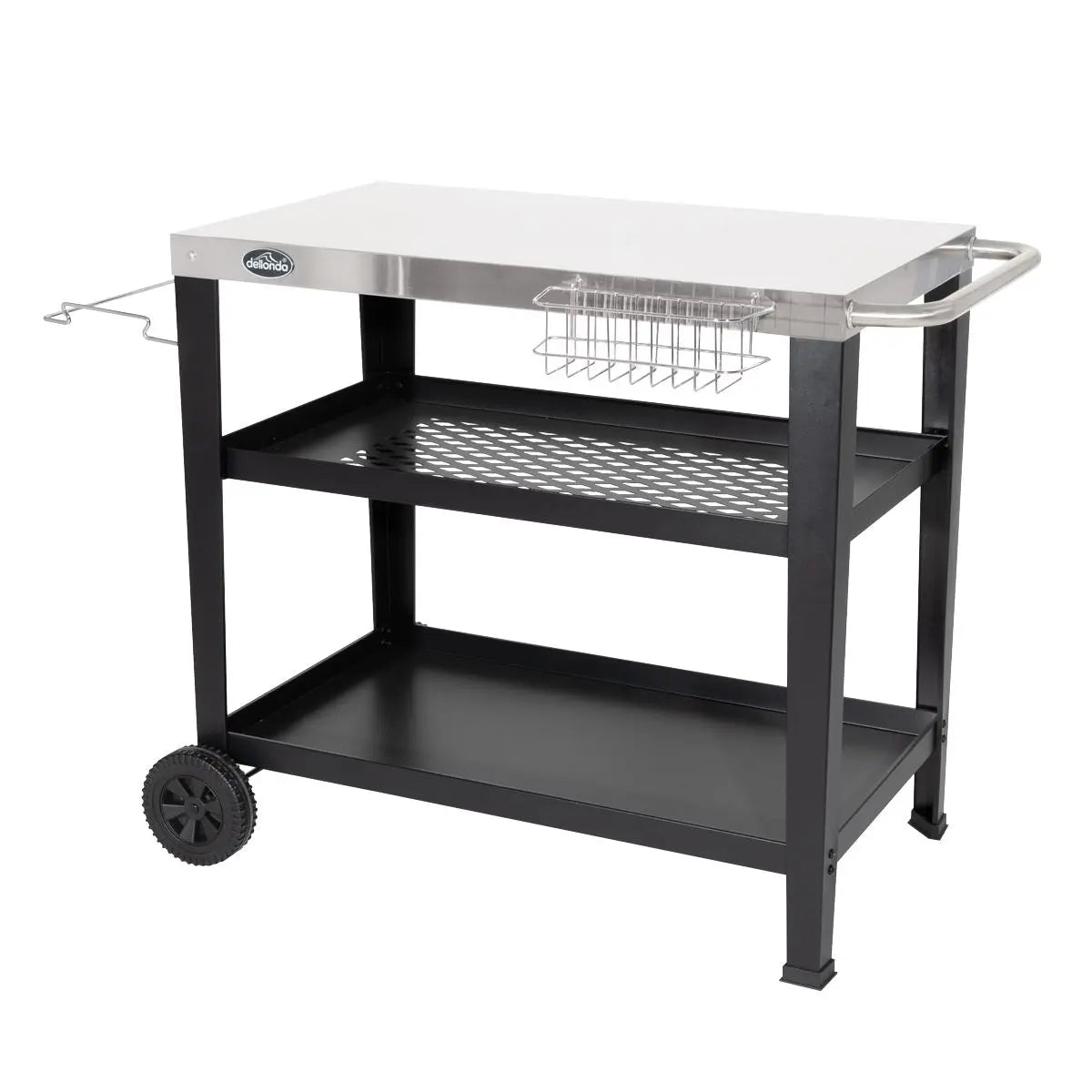 Dellonda Barbecue/Plancha Trolley for Outdoor Grilling/Cooking with Utensil Holder, Stainless Steel  White Rose Tools
