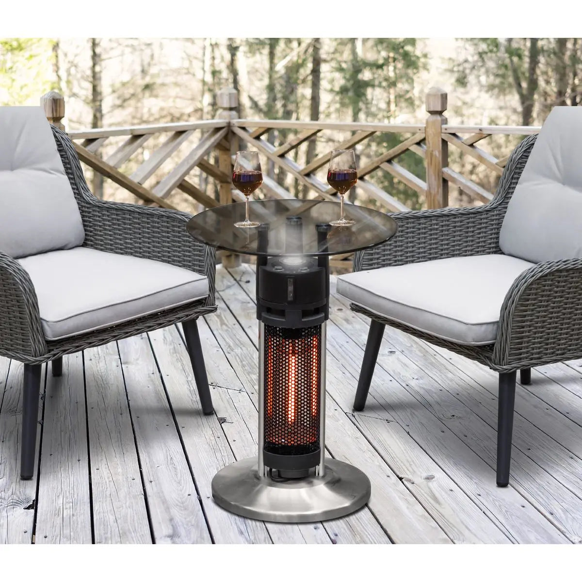 Dellonda Bistro Table with 1200W Heater, 65cm, Black/Stainless Steel  White Rose Tools