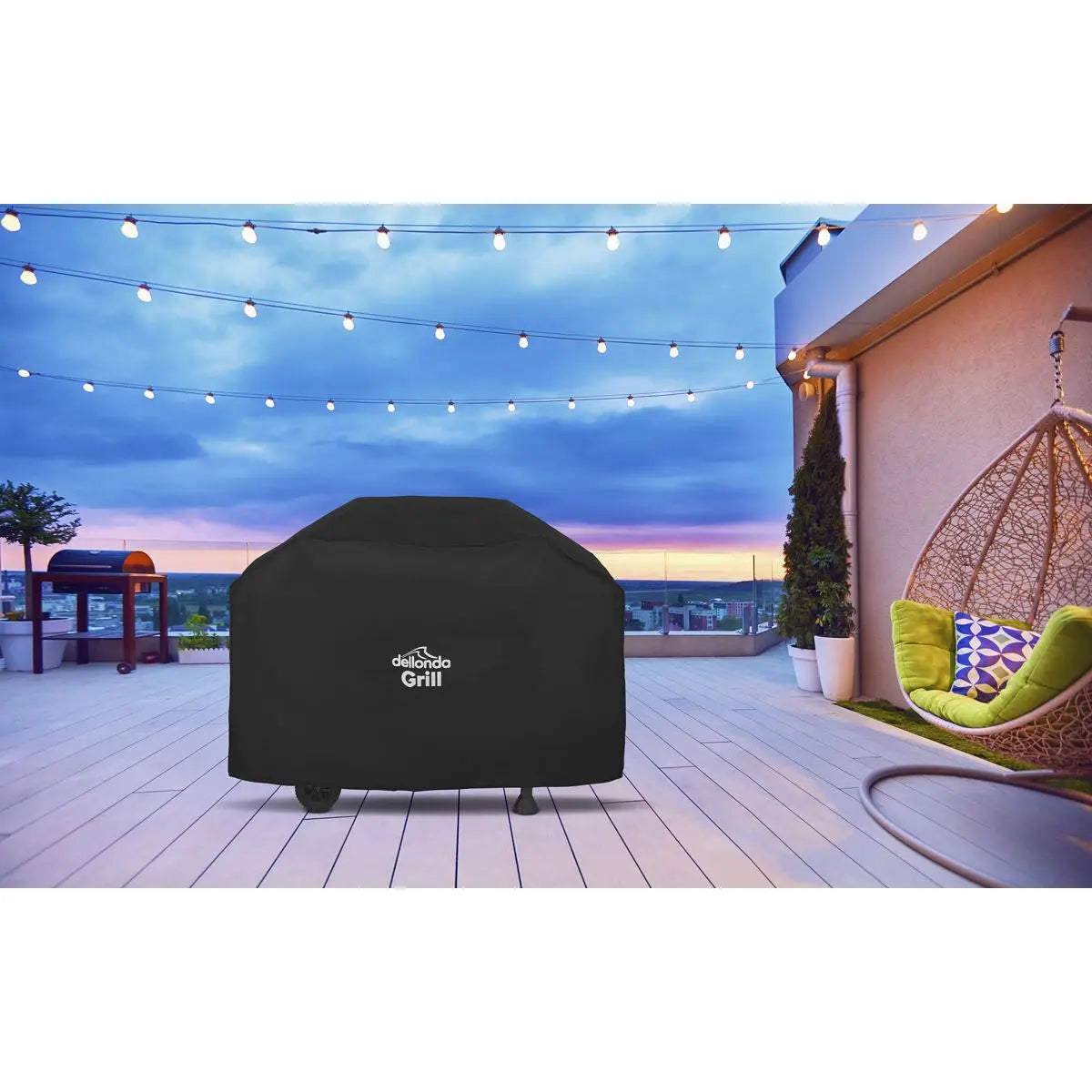 Dellonda Black PVC Cover for BBQs, Water-Resistant 1325 x 1130mm  White Rose Tools