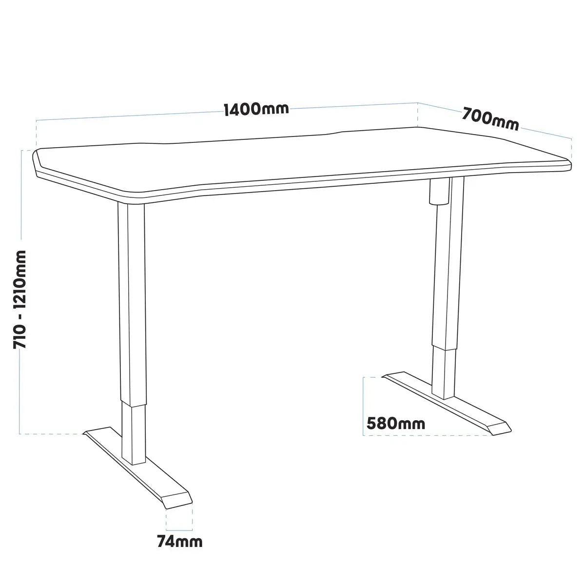 Dellonda Carbon Electric Height Adjustable Standing Desk with Memory, Quiet, 1400 x 700mm  White Rose Tools