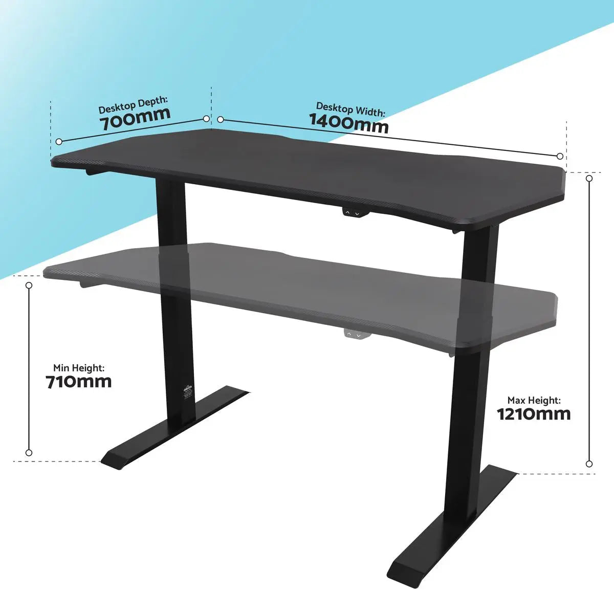 Dellonda Carbon Electric Height Adjustable Standing Desk, Quiet, 1400 x 700mm  White Rose Tools