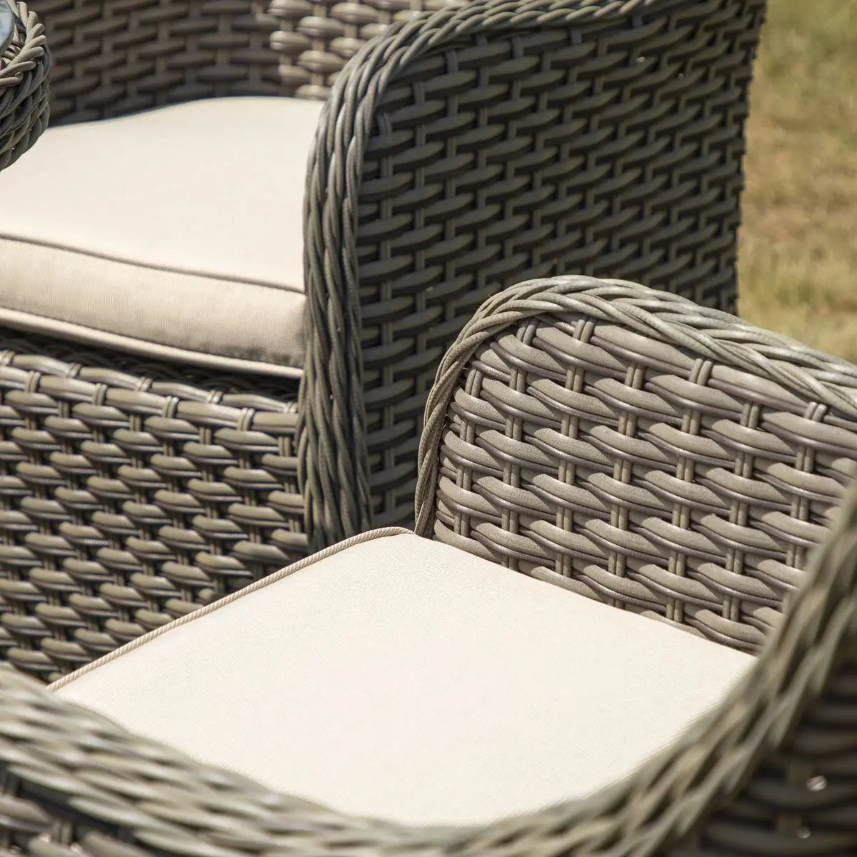 Dellonda Chester 3 Piece Rattan Wicker Outdoor Dining Set with Tempered Glass Table Top, Brown  White Rose Tools