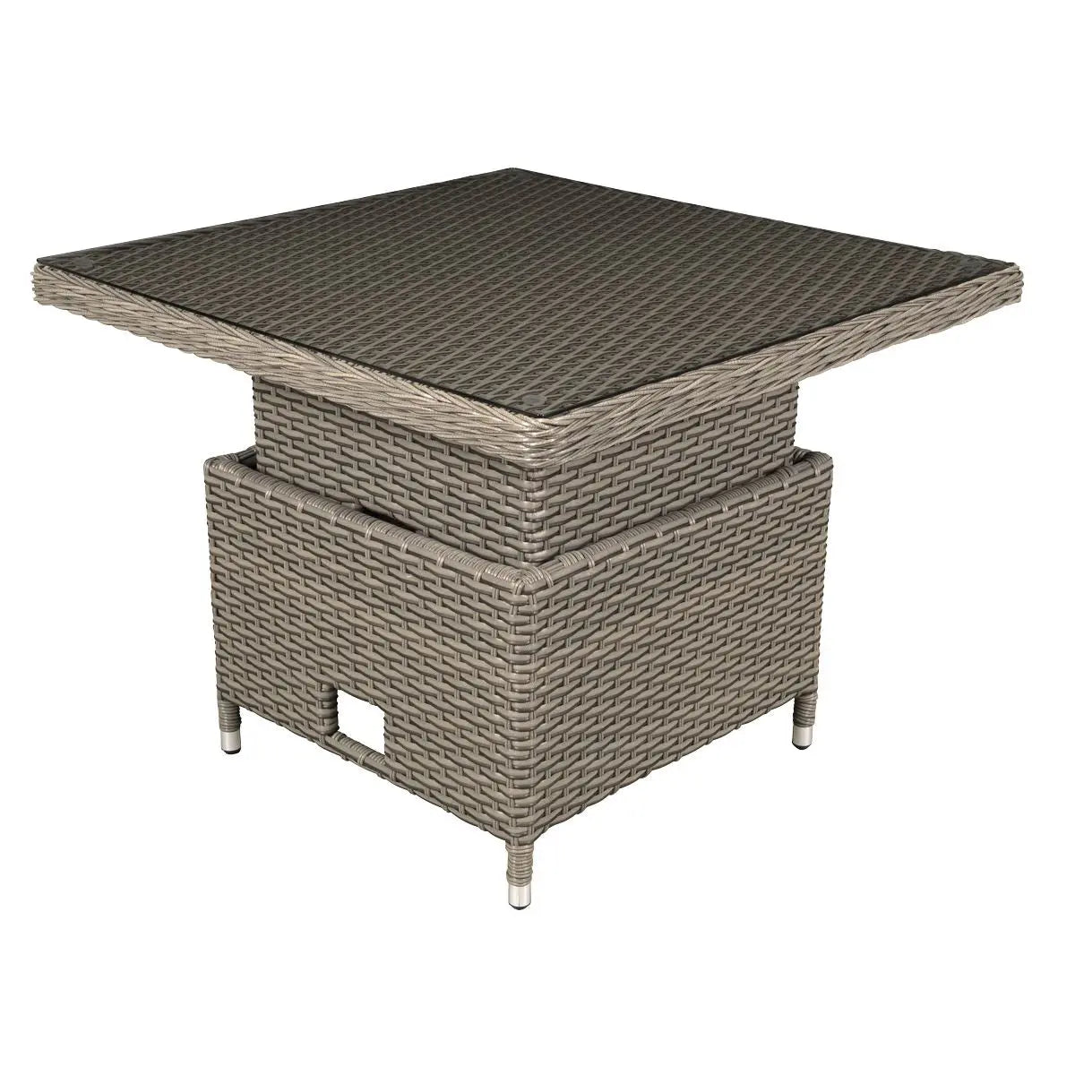 Dellonda Chester Rattan Wicker Adjustable Outdoor Dining Table, Brown  White Rose Tools