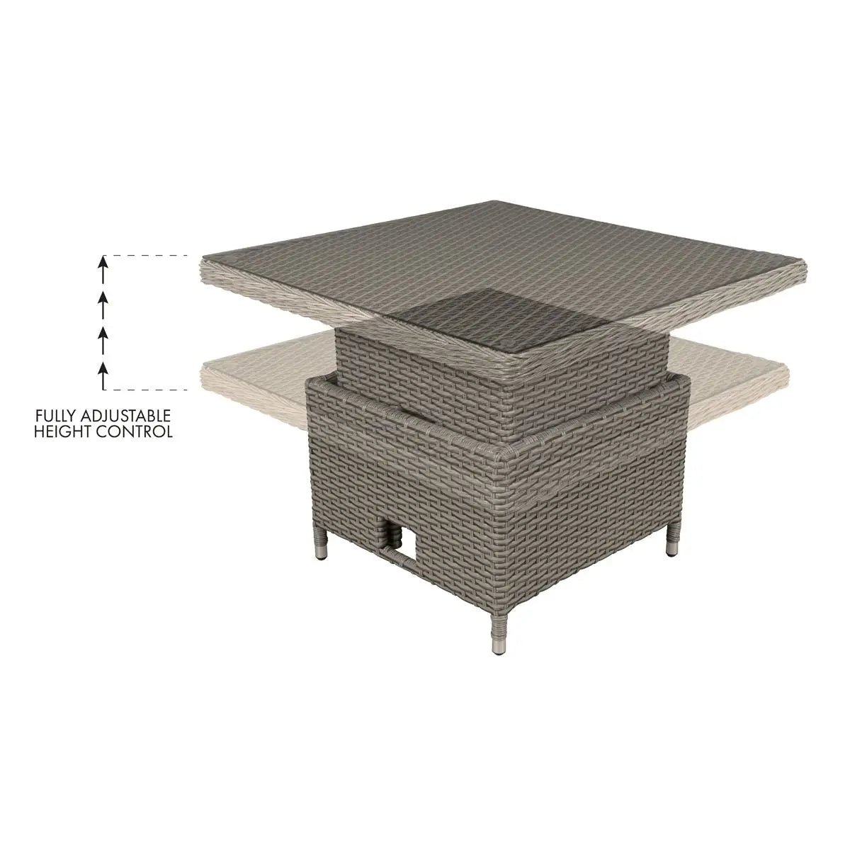 Dellonda Chester Rattan Wicker Adjustable Outdoor Dining Table, Brown  White Rose Tools