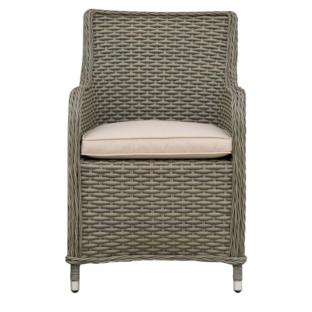 Dellonda Chester Rattan Wicker Garden Dining Chairs with Cushion, Brown  White Rose Tools