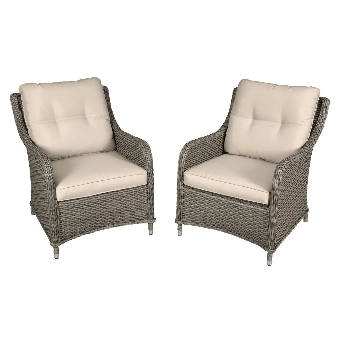 Dellonda Chester Rattan Wicker Outdoor Lounge Chairs with Cushion, Brown  White Rose Tools