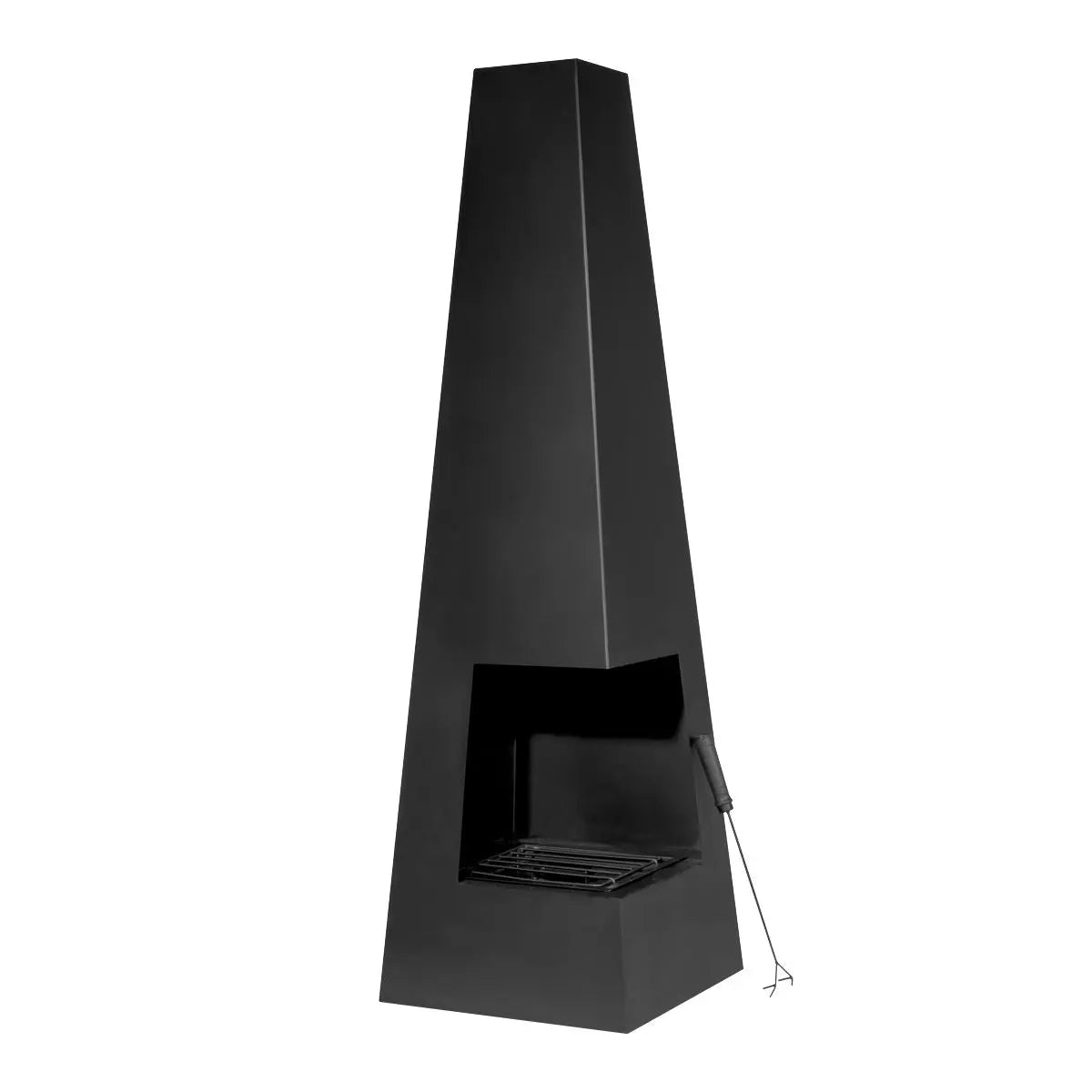 Dellonda Chiminea, Wood Burner, Heater for Outdoors W45cm x H150cm - Black Steel  White Rose Tools