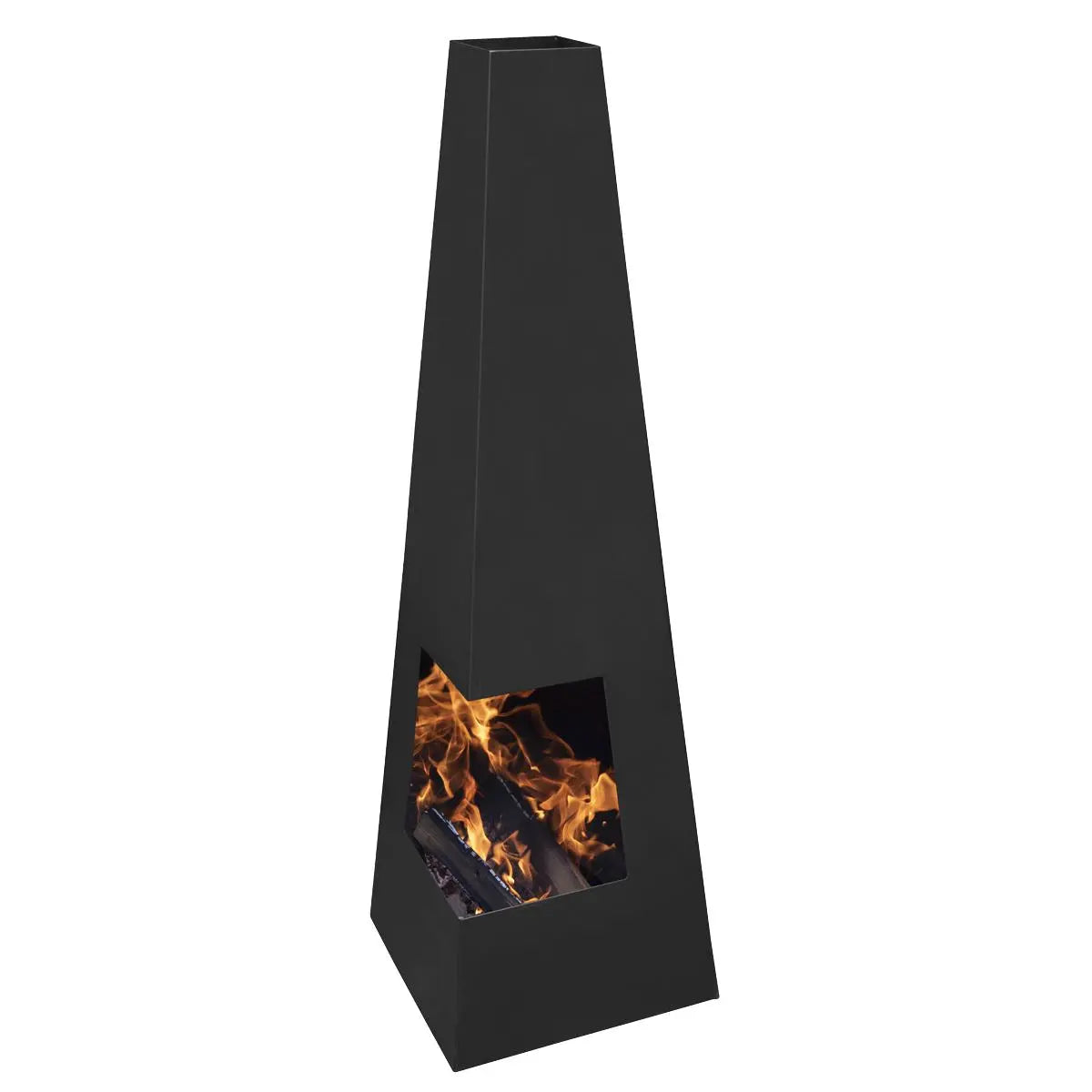 Dellonda Chiminea, Wood Burner, Heater for Outdoors W45cm x H150cm - Black Steel  White Rose Tools
