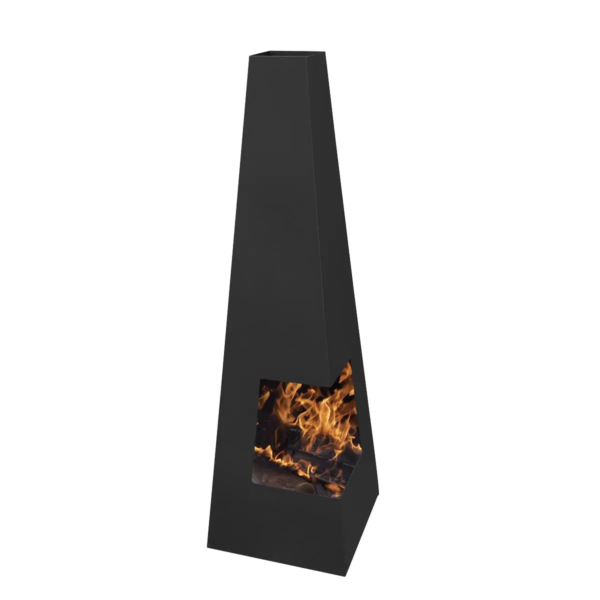 Dellonda Chiminea, Wood Burner, Heater for Outdoors W45cm x H150cm - Black Steel  White Rose Tools
