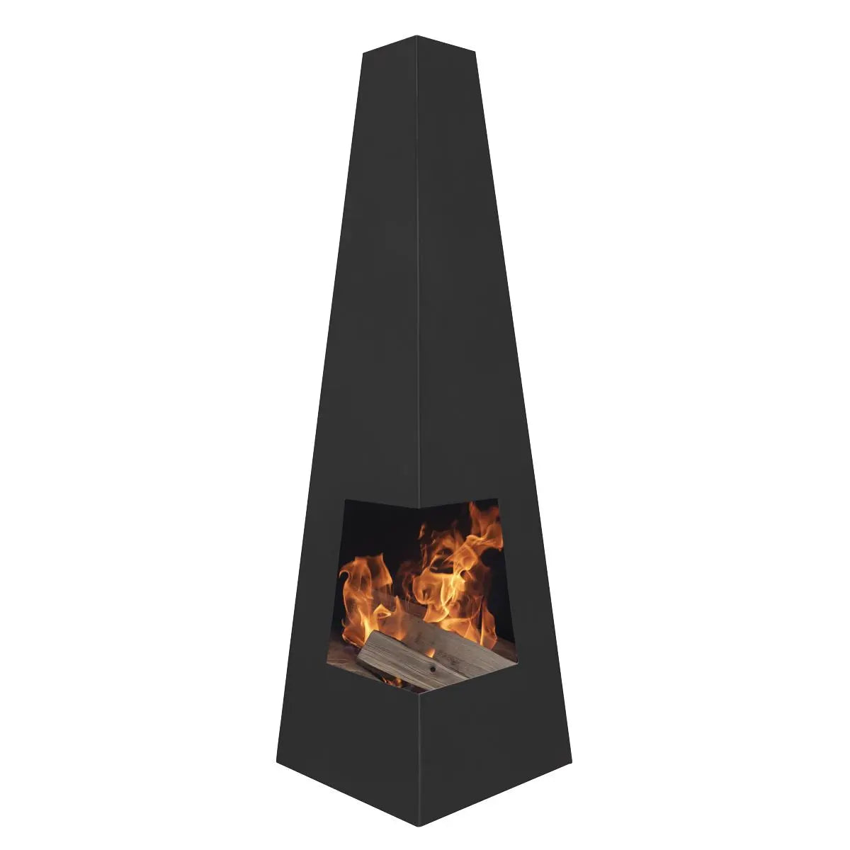 Dellonda Chiminea, Wood Burner, Heater for Outdoors W45cm x H150cm - Black Steel  White Rose Tools
