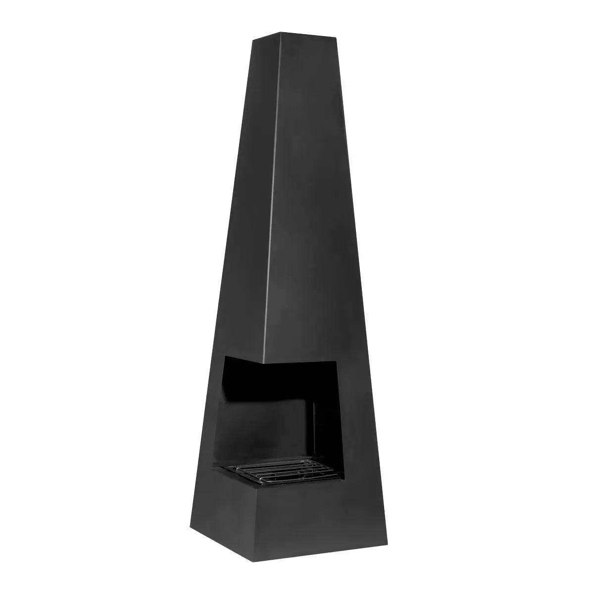 Dellonda Chiminea, Wood Burner, Heater for Outdoors W45cm x H150cm - Black Steel  White Rose Tools
