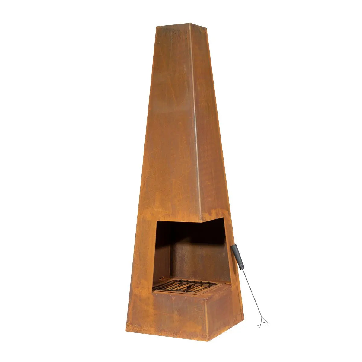 Dellonda Chiminea, Wood Burner, Heater for Outdoors W45cm x H150cm, Corten Steel  White Rose Tools