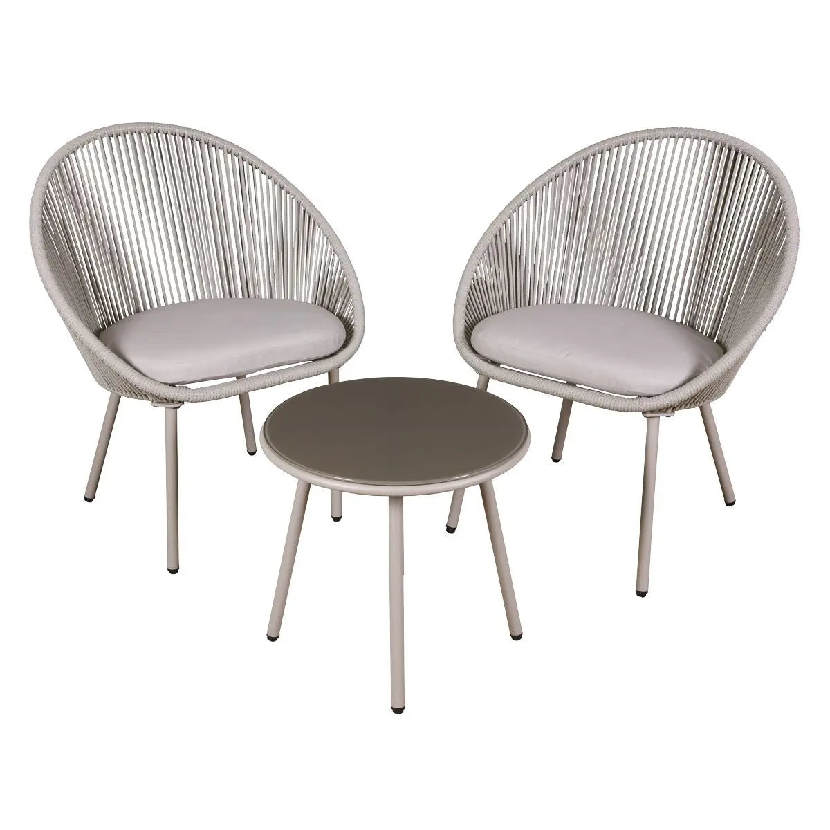 Dellonda Como 3-Piece Steel Bistro Set with Tempered Glass Top  White Rose Tools