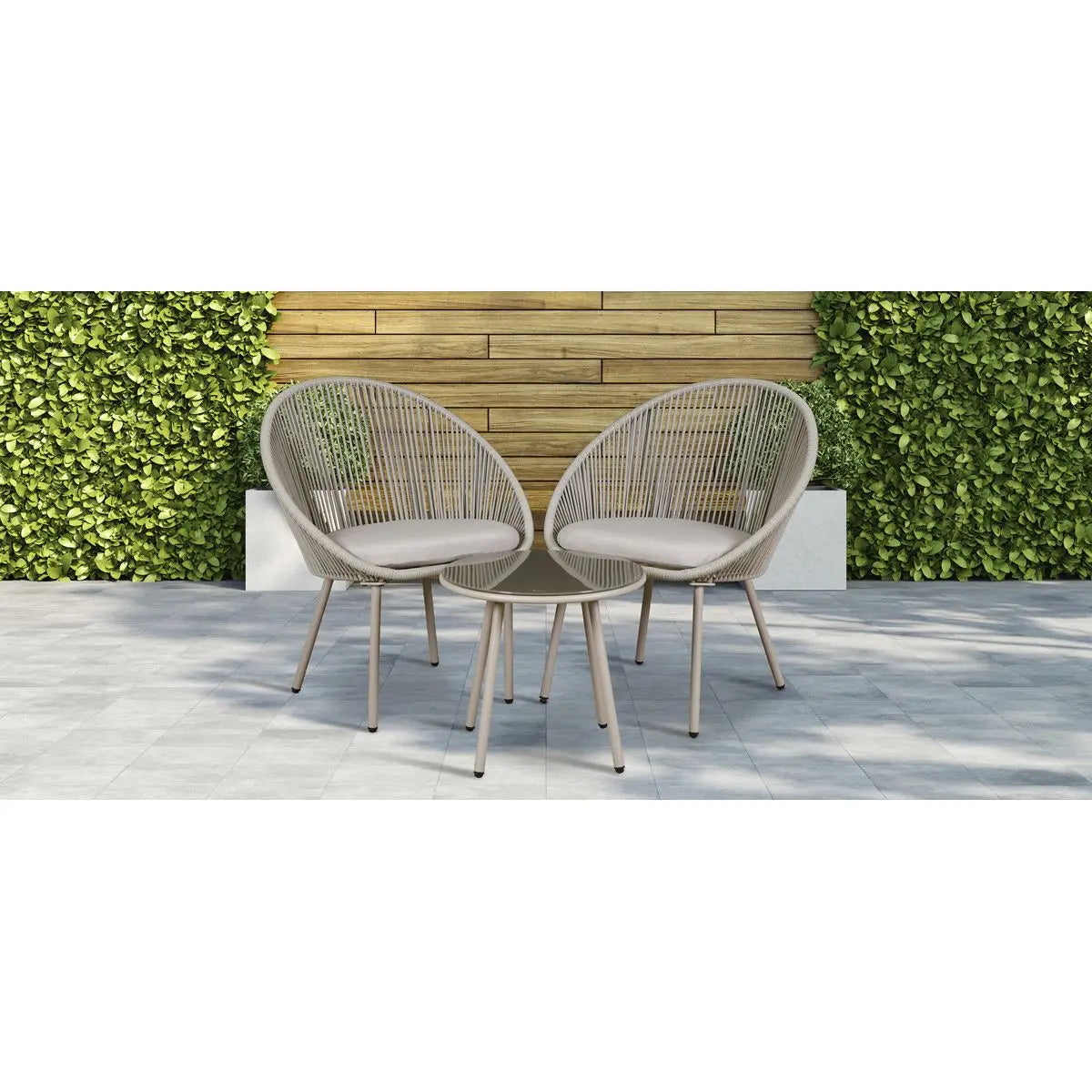 Dellonda Como 3-Piece Steel Bistro Set with Tempered Glass Top  White Rose Tools