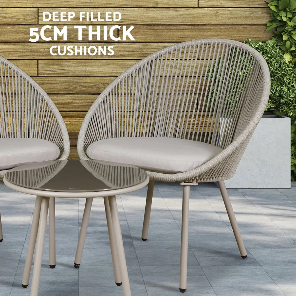 Dellonda Como 3-Piece Steel Bistro Set with Tempered Glass Top  White Rose Tools