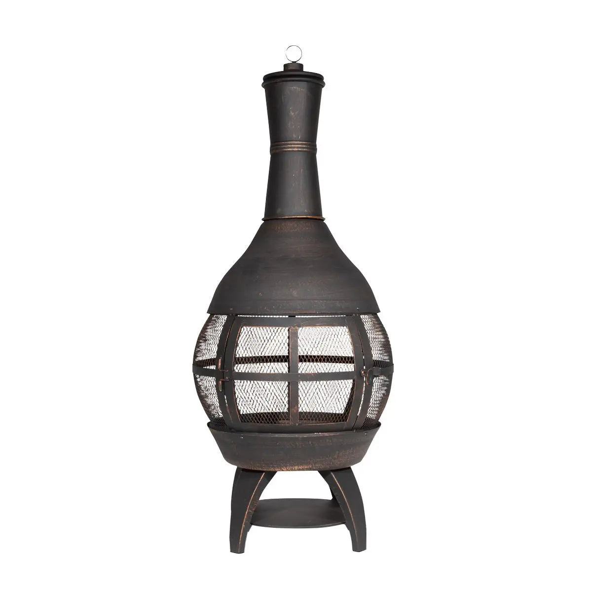 Dellonda Deluxe 360° Chiminea/Fire Pit/Outdoor Heater - Antique Bronze Finish - DG112  White Rose Tools