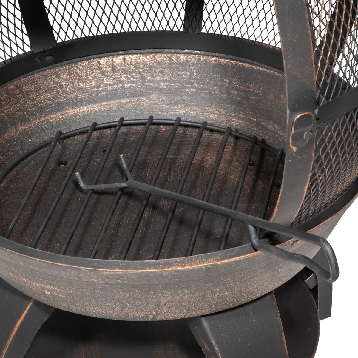 Dellonda Deluxe 360° Chiminea/Fire Pit/Outdoor Heater - Antique Bronze Finish - DG112  White Rose Tools