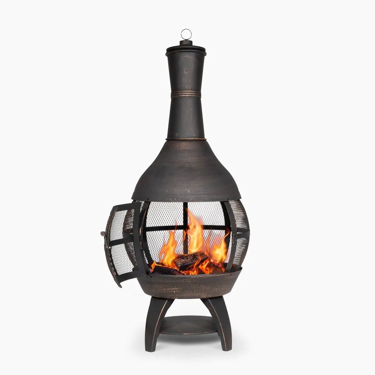 Dellonda Deluxe 360° Chiminea/Fire Pit/Outdoor Heater - Antique Bronze Finish - DG112  White Rose Tools