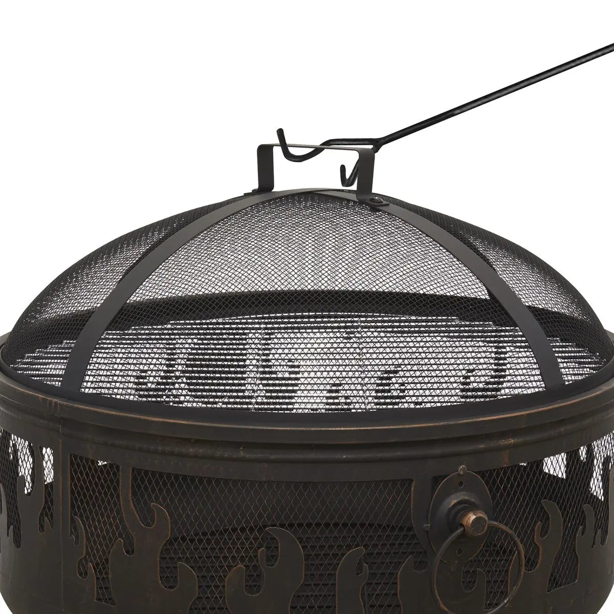 Dellonda Deluxe Firepit Fireplace Outdoor Patio Heater, Cooking Grill & Poker  White Rose Tools