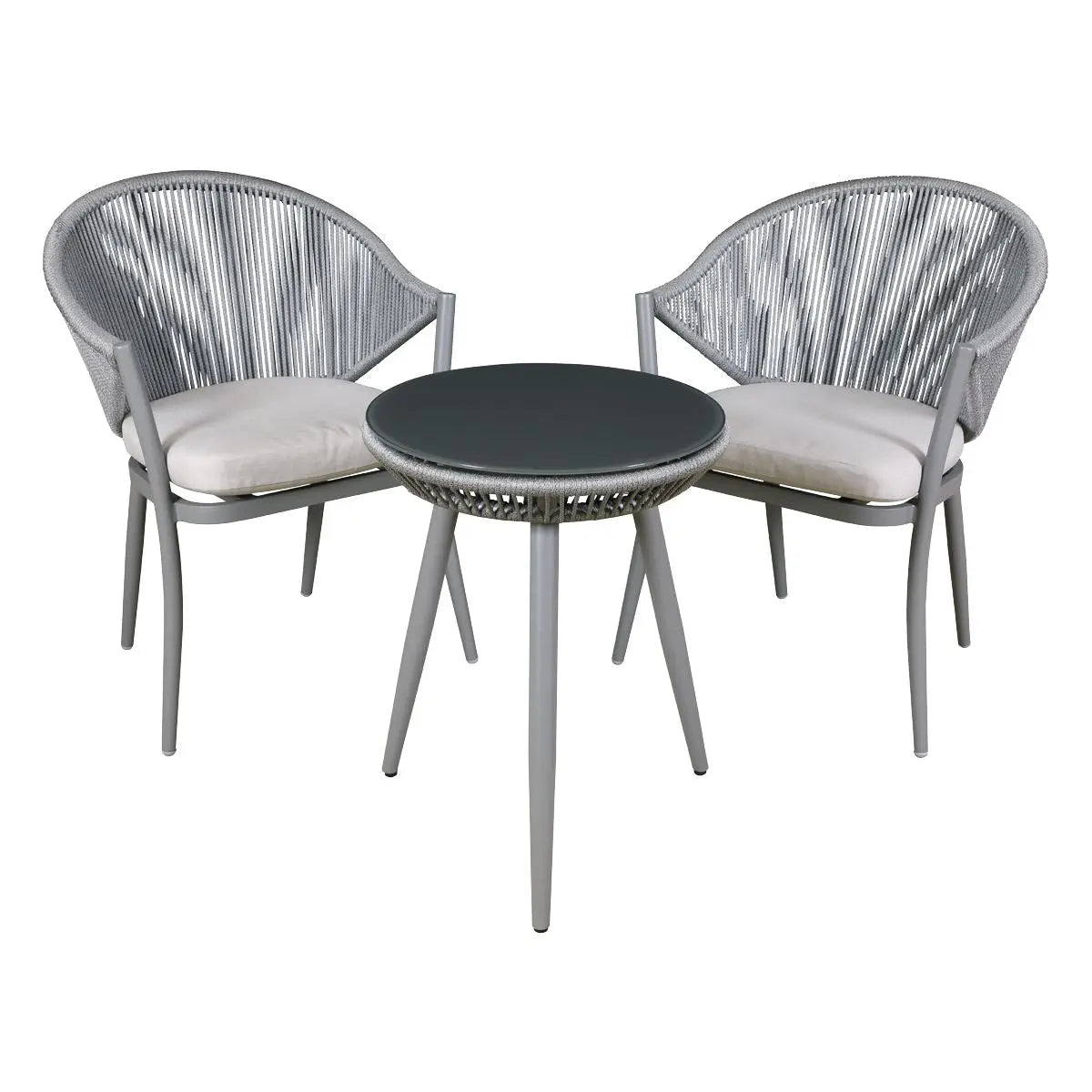 Dellonda Echo 3pc Aluminium Balcony Set with Tempered Glass Top  White Rose Tools