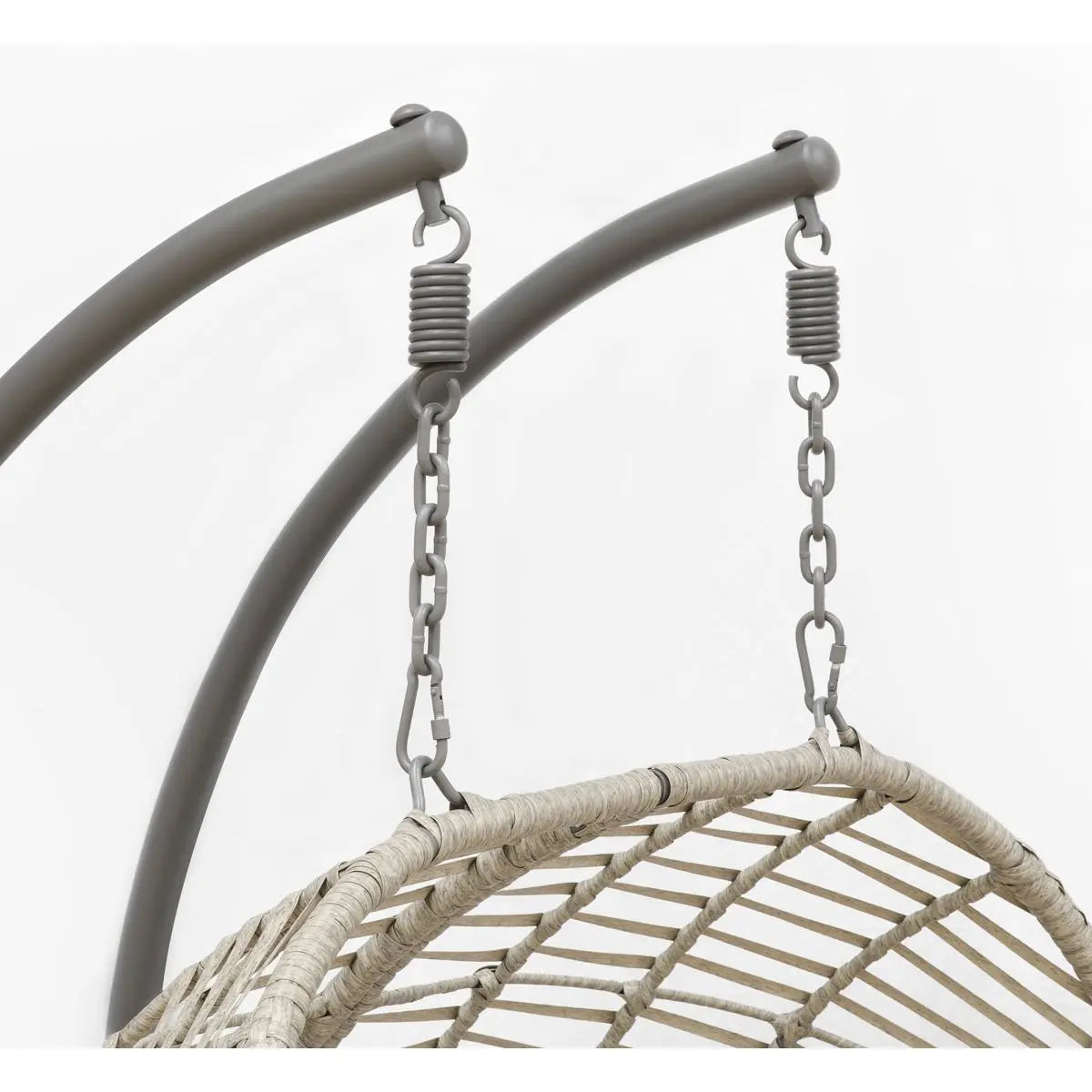 Dellonda Egg Hanging Swing Chair, Wicker Rattan Basket, Steel Frame, Double  White Rose Tools