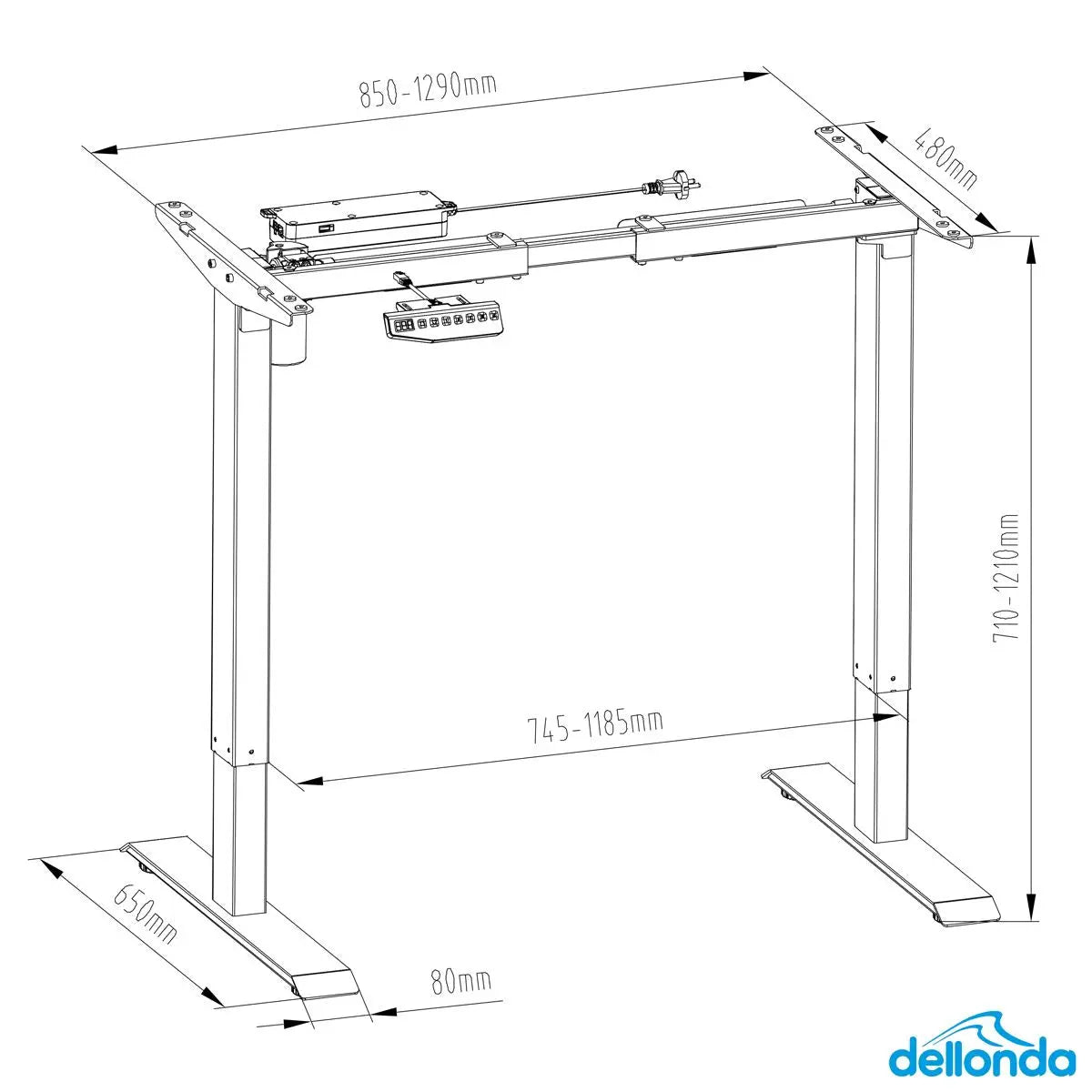 Dellonda Electric Adjustable Desk Frame, Digital Controls, 70kg Capacity, Black  White Rose Tools