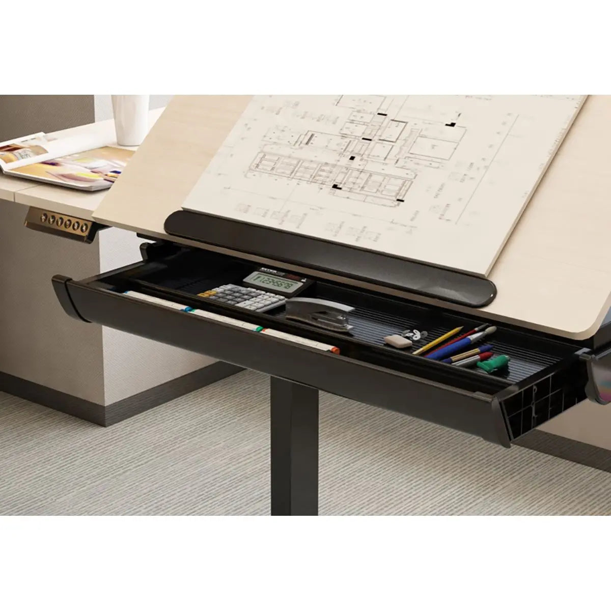 Dellonda Electric Standing Drafting Desk Ergonomic Drawing Sit/Stand Table 0-40°  White Rose Tools