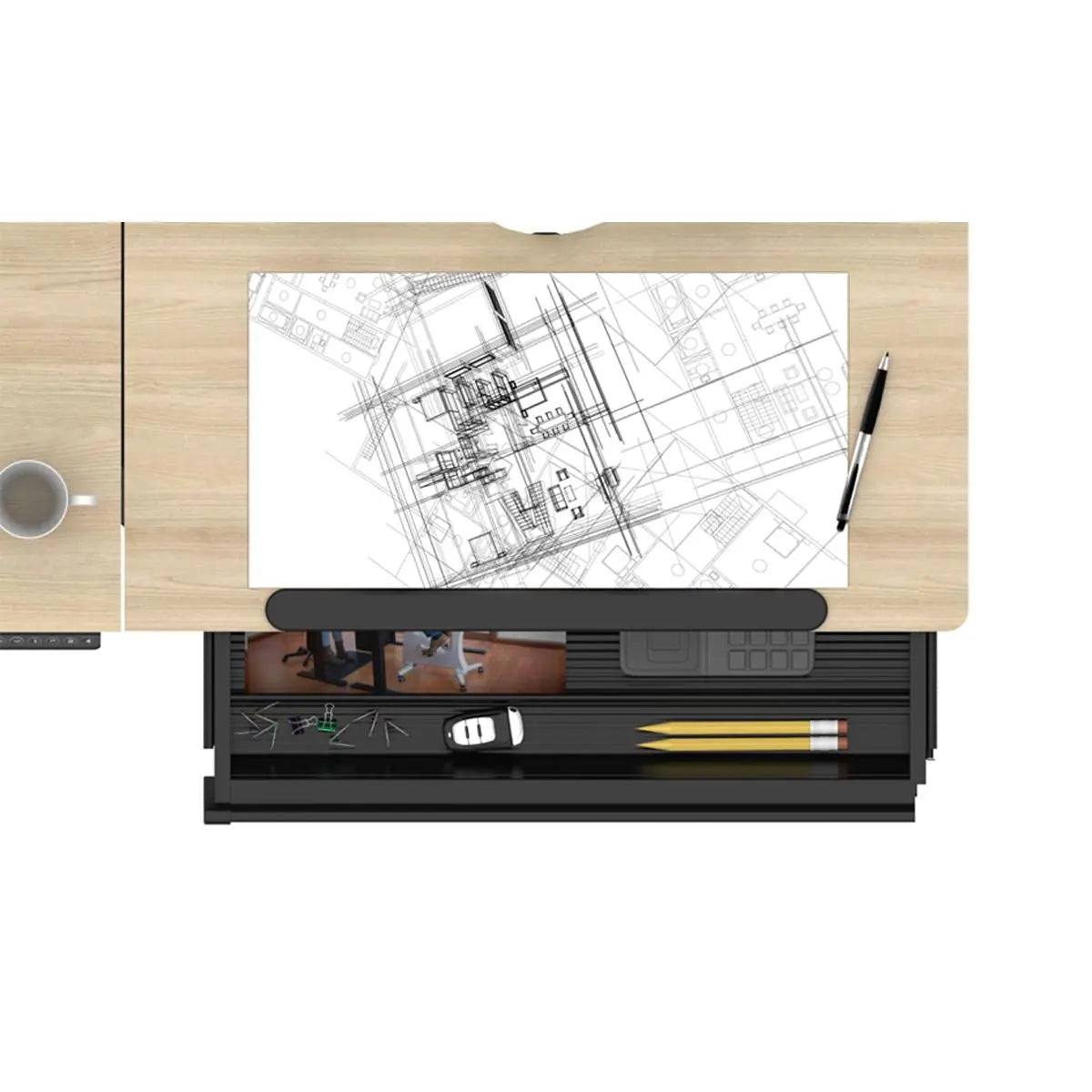 Dellonda Electric Standing Drafting Desk Ergonomic Drawing Sit/Stand Table 0-40°  White Rose Tools