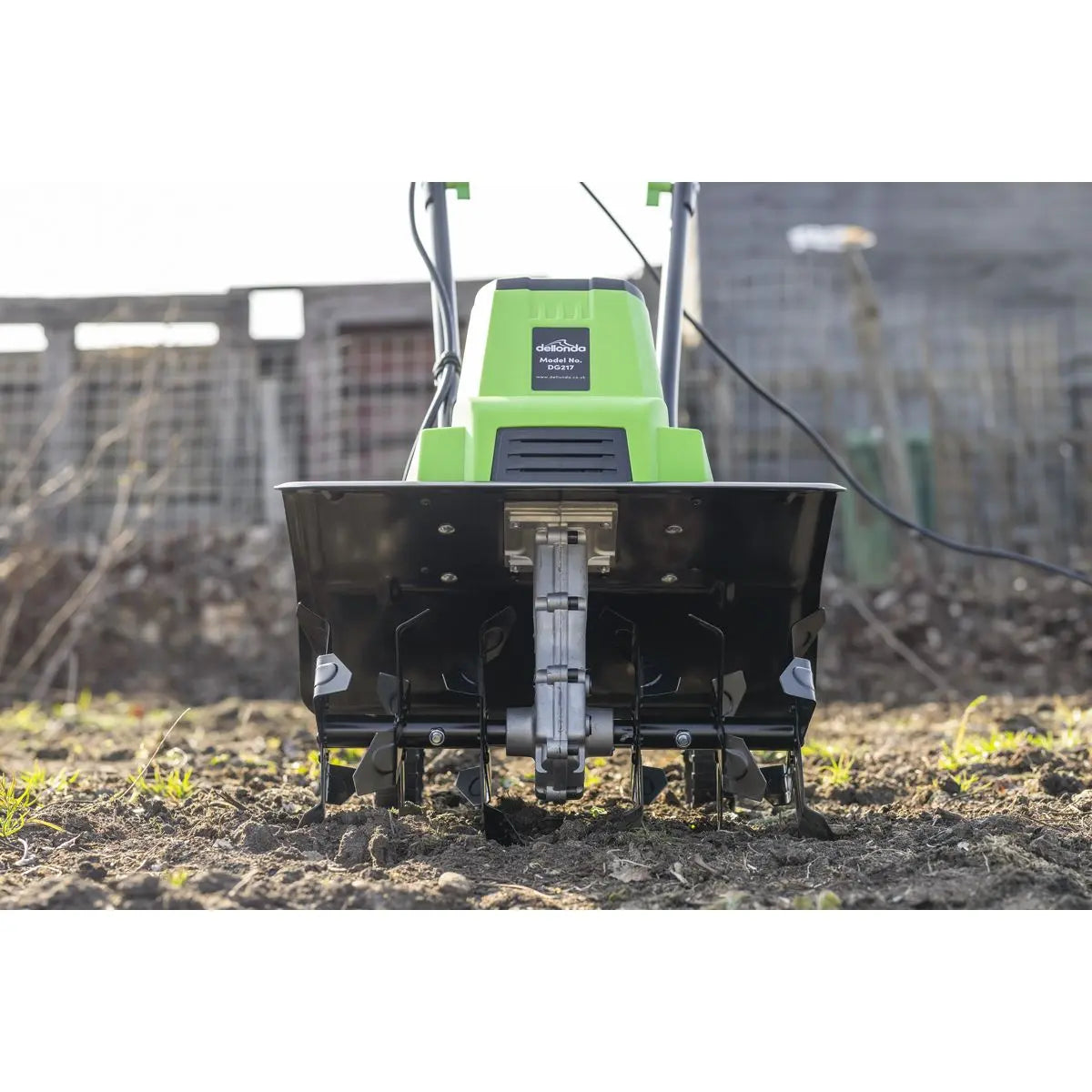 Dellonda Electric Tiller/Cultivator, 1500W Rotavator for Digging Garden Soil, Electric Weeder 40cm Working Width, 6 Blades, 10m Power Cable, Foldable Frame  White Rose Tools