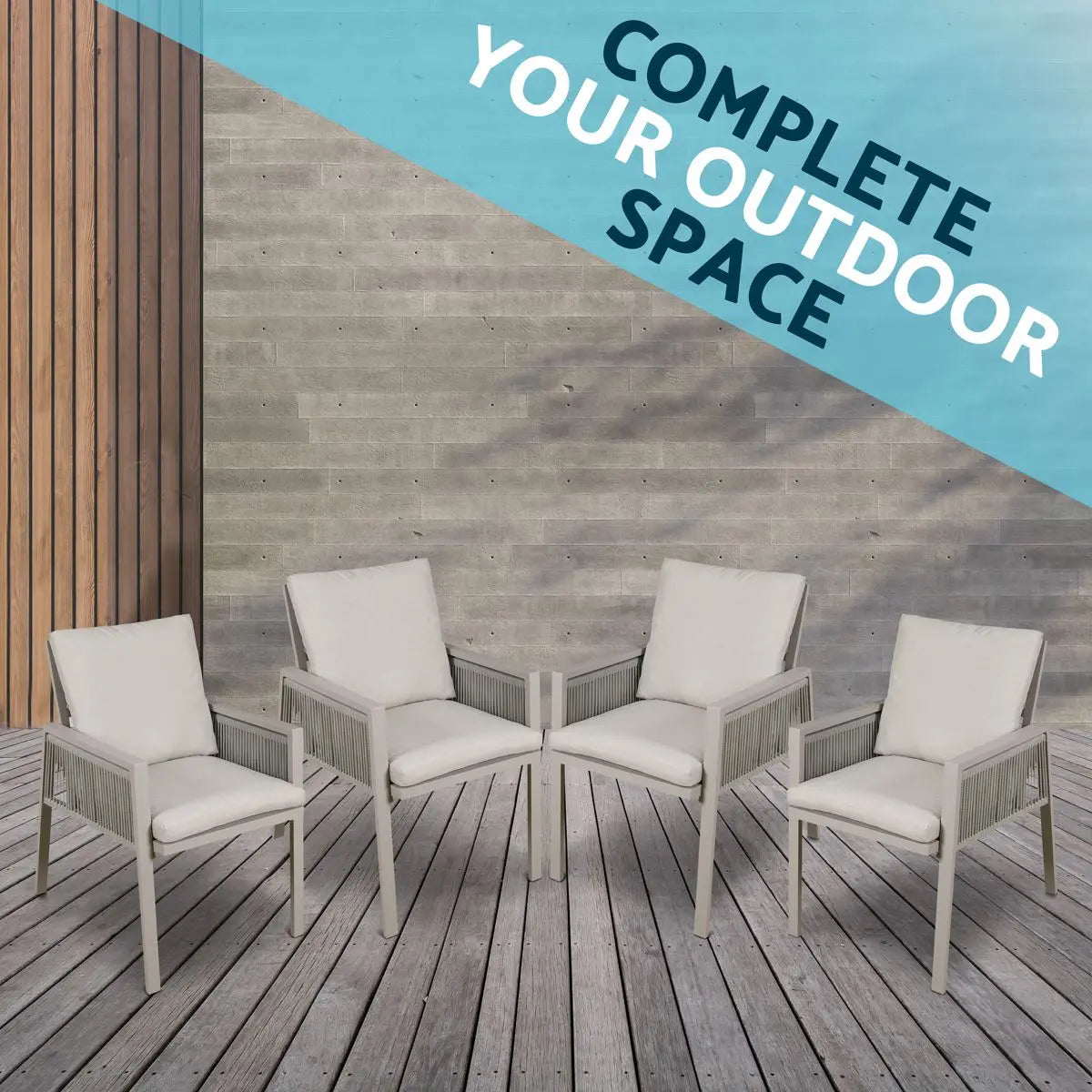 Dellonda Fusion Garden/Patio Aluminium Dining Chair with Armrests, Set of 4, Light Grey - DG50  White Rose Tools