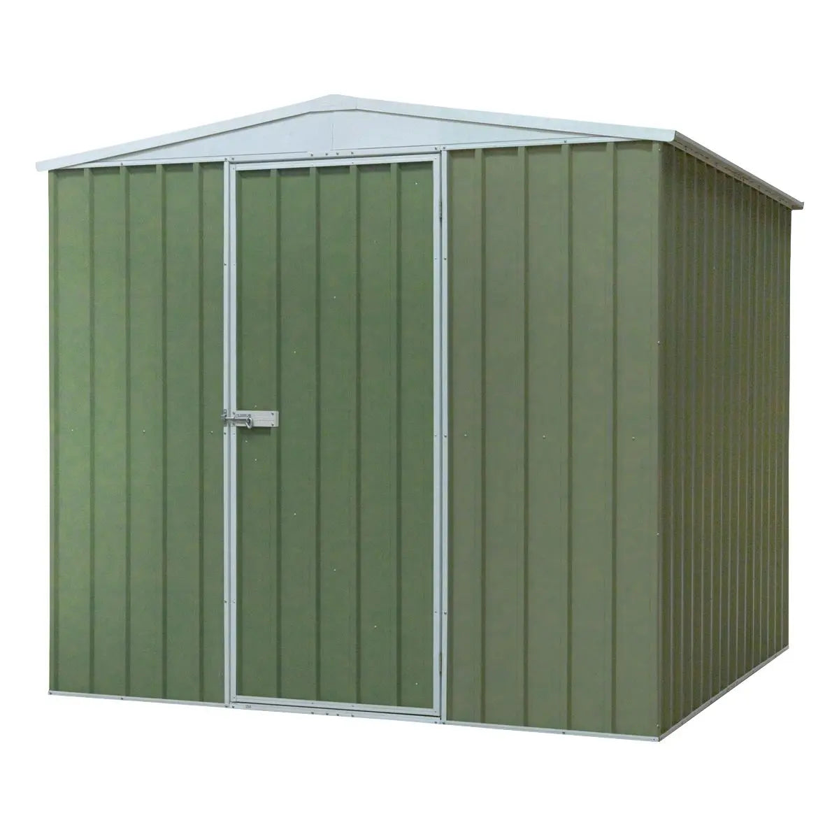 Dellonda Galvanised Steel Metal Garden/Outdoor/Storage Shed, 7.5FT x 7.5FT, Apex Style Roof - Green  White Rose Tools