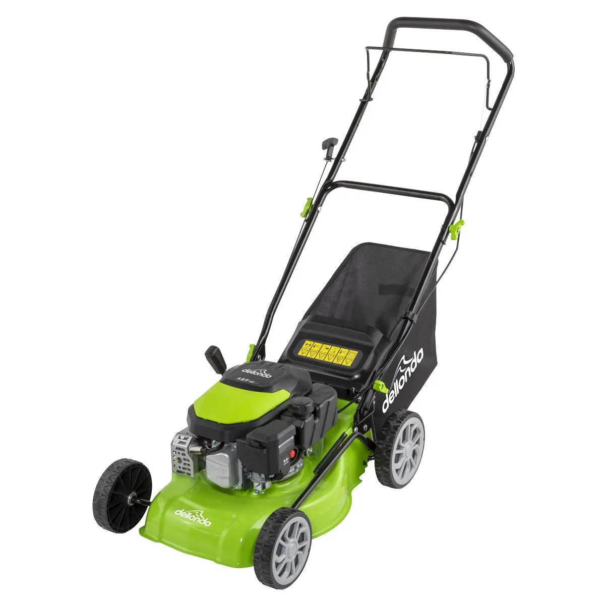 Dellonda Hand-Propelled Petrol Lawnmower Grass Cutter, 127cc 16"/41cm 4-Stroke  White Rose Tools