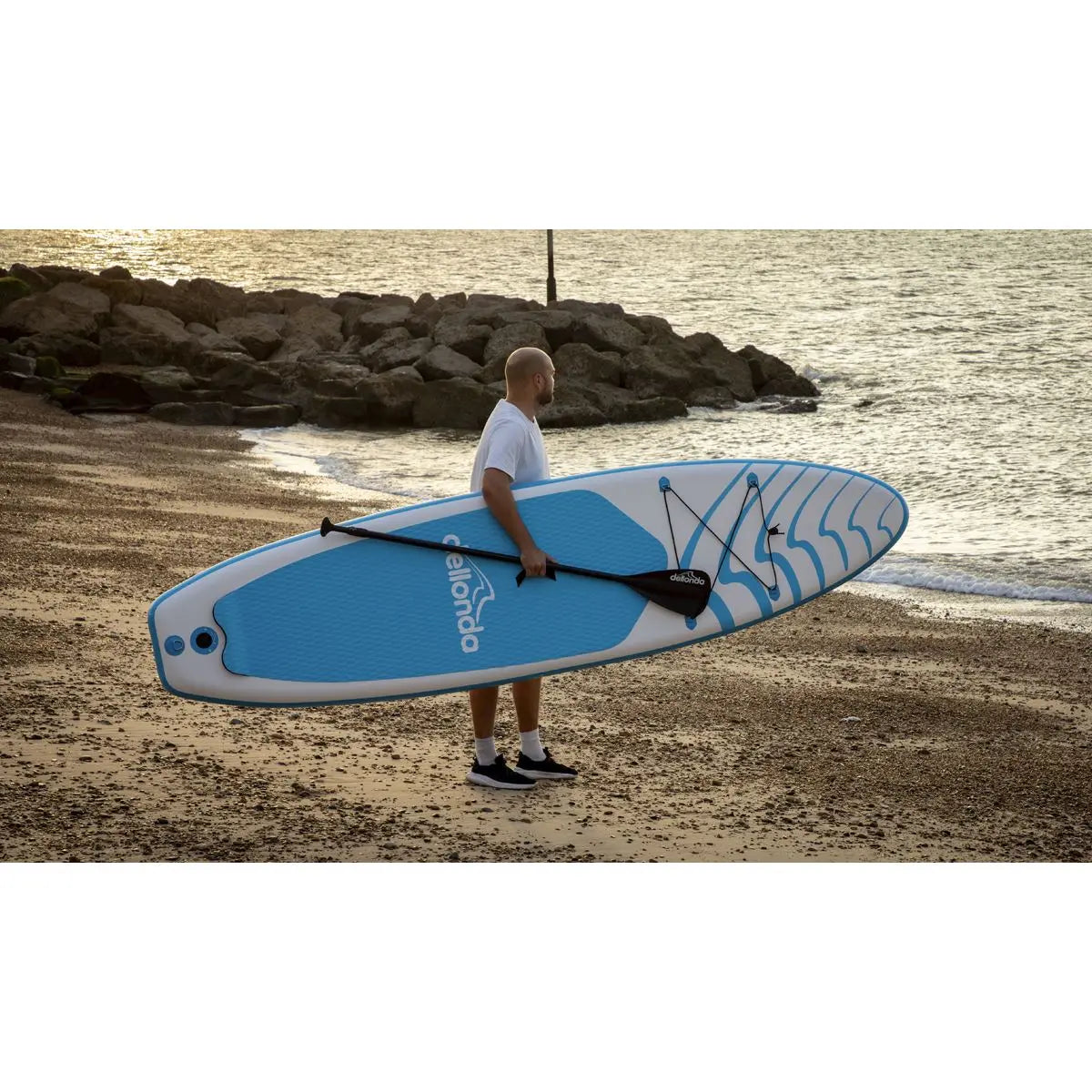 Dellonda Inflatable Stand Up Paddle Board 10'6" - Blue/White  White Rose Tools