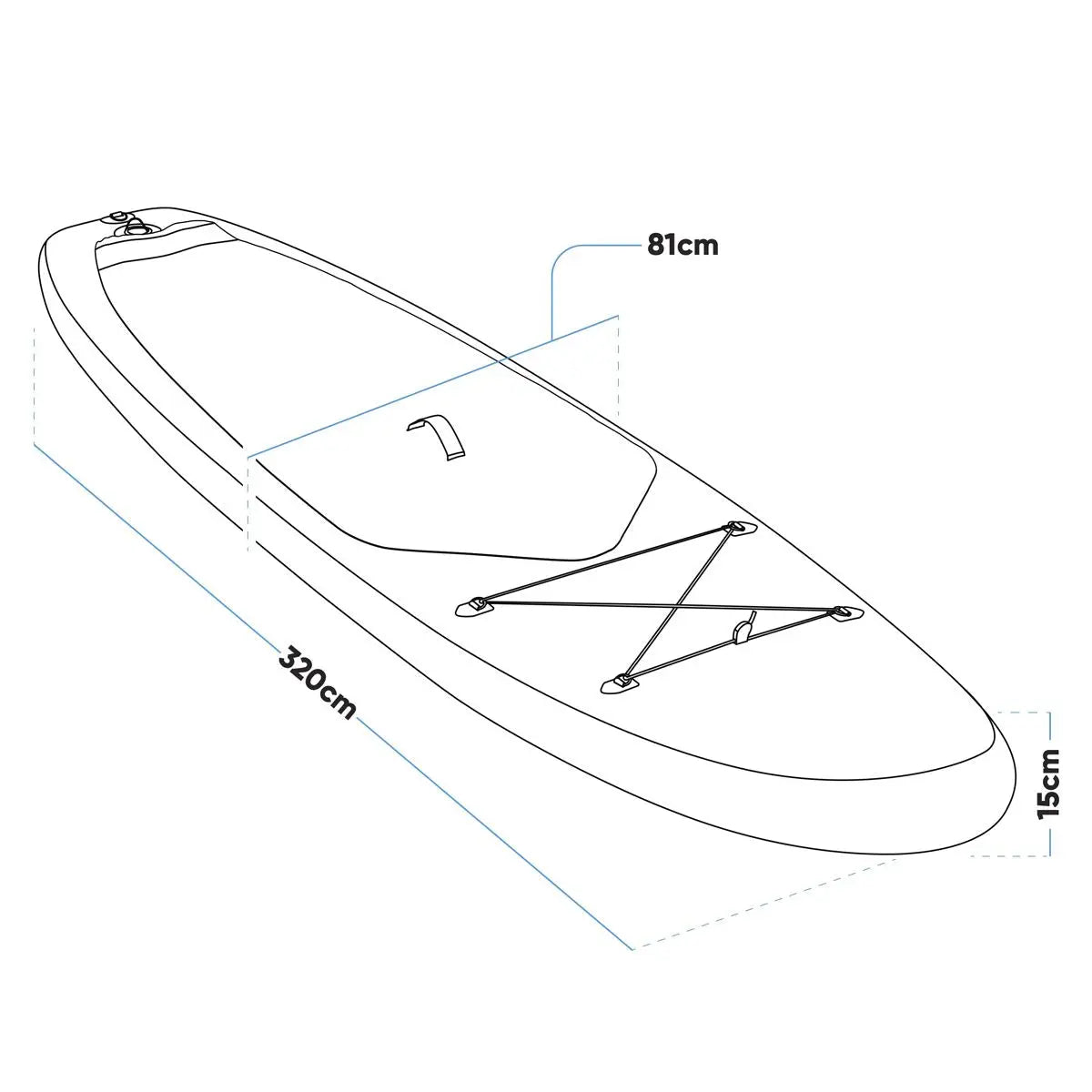 Dellonda Inflatable Stand Up Paddle Board 10'6" - Blue/White  White Rose Tools
