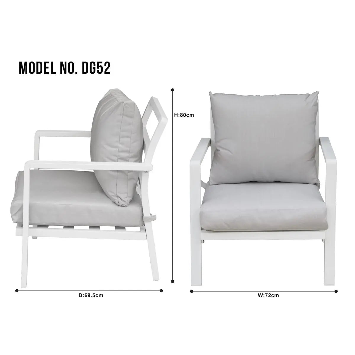 Dellonda Kyoto 4-Piece Aluminium Outdoor Garden Sofa Arm Chair Coffee Table Set  White Rose Tools