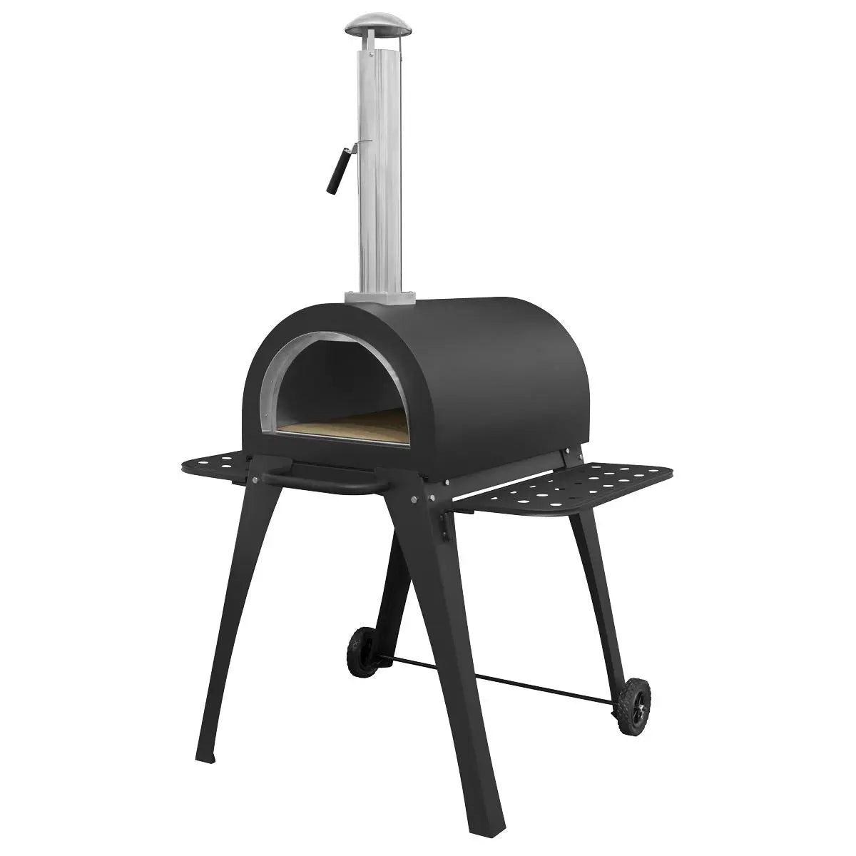 Dellonda Large Outdoor Wood-Fired Pizza Oven & Smoker with Side Shelves & Stand  White Rose Tools