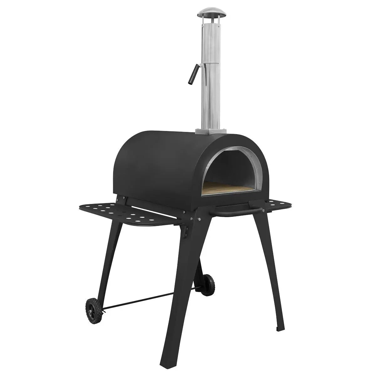 Dellonda Large Outdoor Wood-Fired Pizza Oven & Smoker with Side Shelves & Stand  White Rose Tools