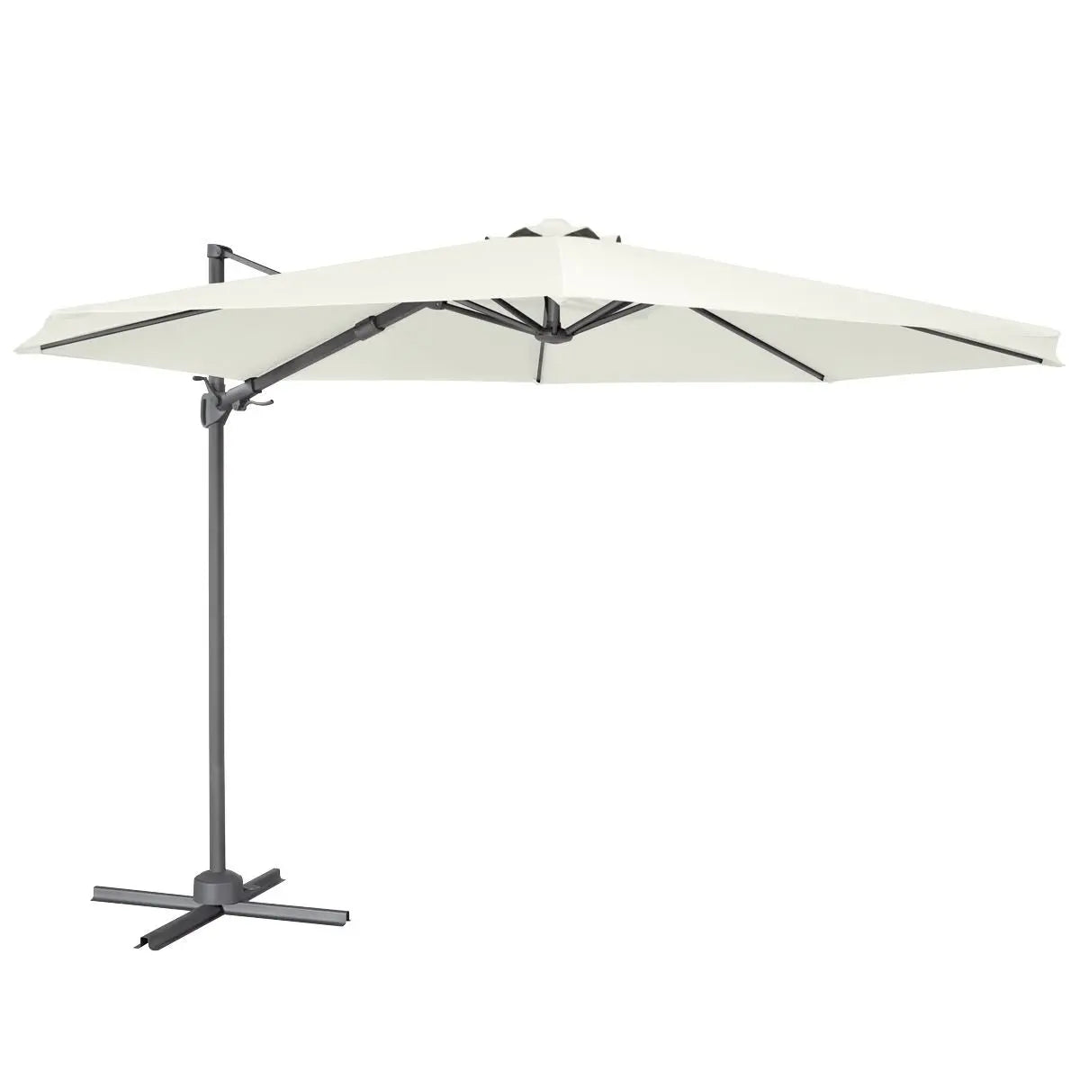 Dellonda Ø3m Garden/Patio Cantilever Parasol/Umbrella with Crank Handle, 360° Rotation, Tilt and Cover, Cream  White Rose Tools
