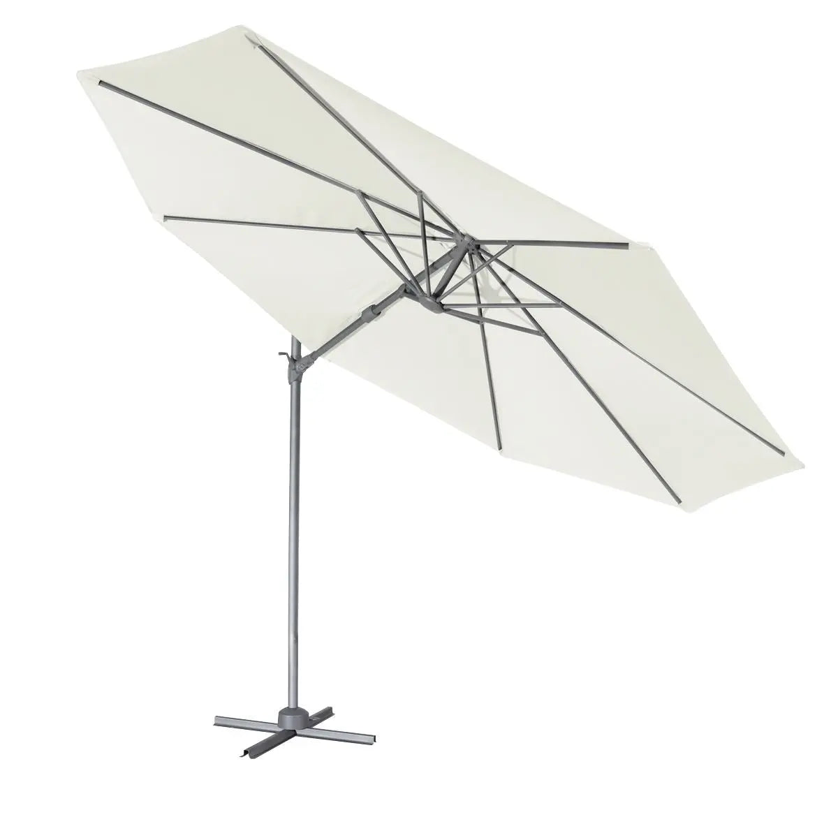 Dellonda Ø3m Garden/Patio Cantilever Parasol/Umbrella with Crank Handle, 360° Rotation, Tilt and Cover, Cream  White Rose Tools
