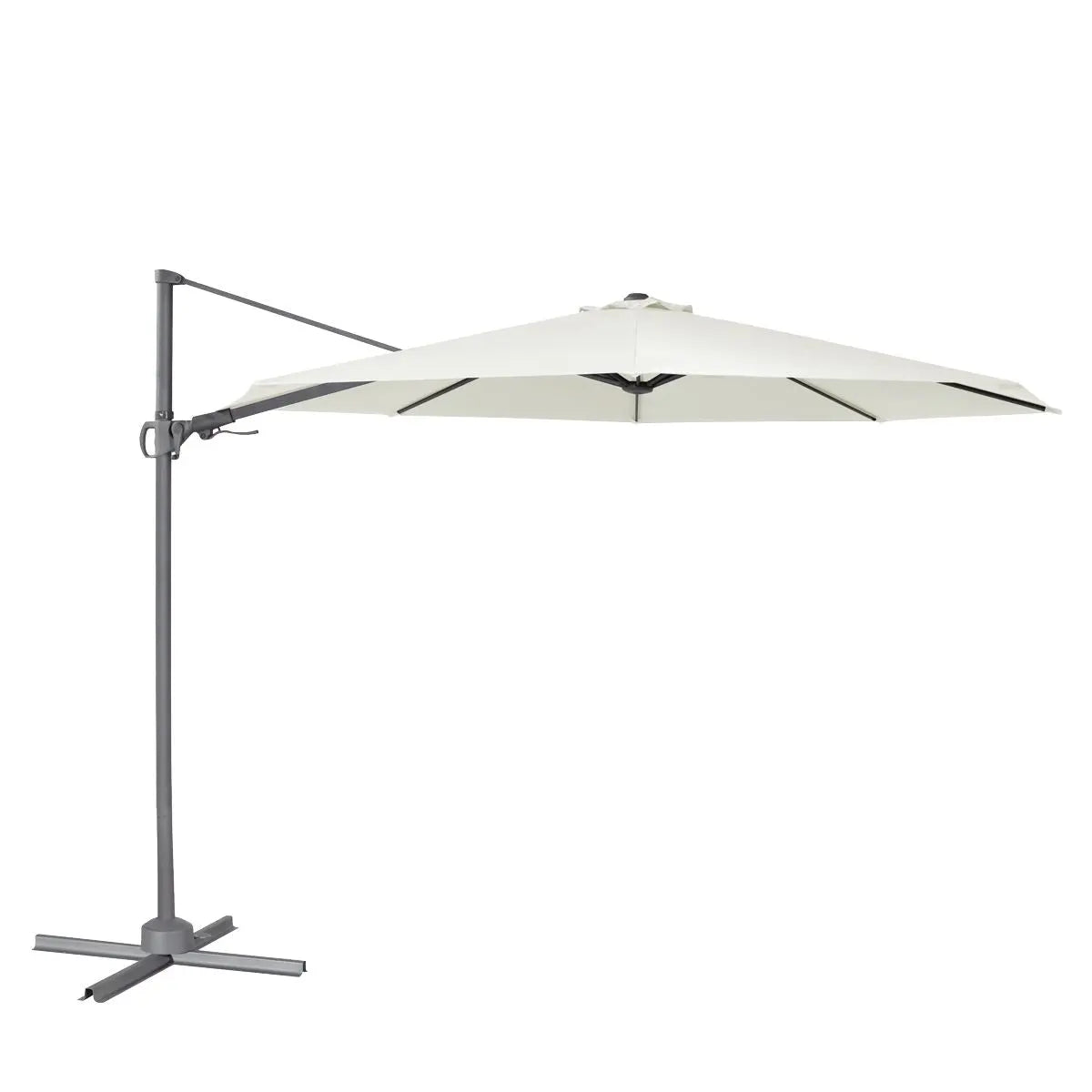 Dellonda Ø3m Garden/Patio Cantilever Parasol/Umbrella with Crank Handle, 360° Rotation, Tilt and Cover, Cream  White Rose Tools