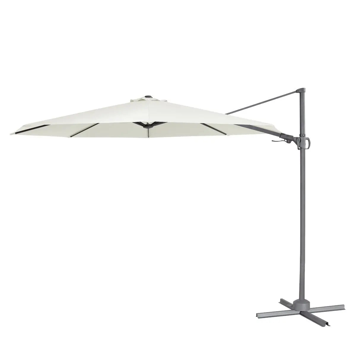 Dellonda Ø3m Garden/Patio Cantilever Parasol/Umbrella with Crank Handle, 360° Rotation, Tilt and Cover, Cream  White Rose Tools