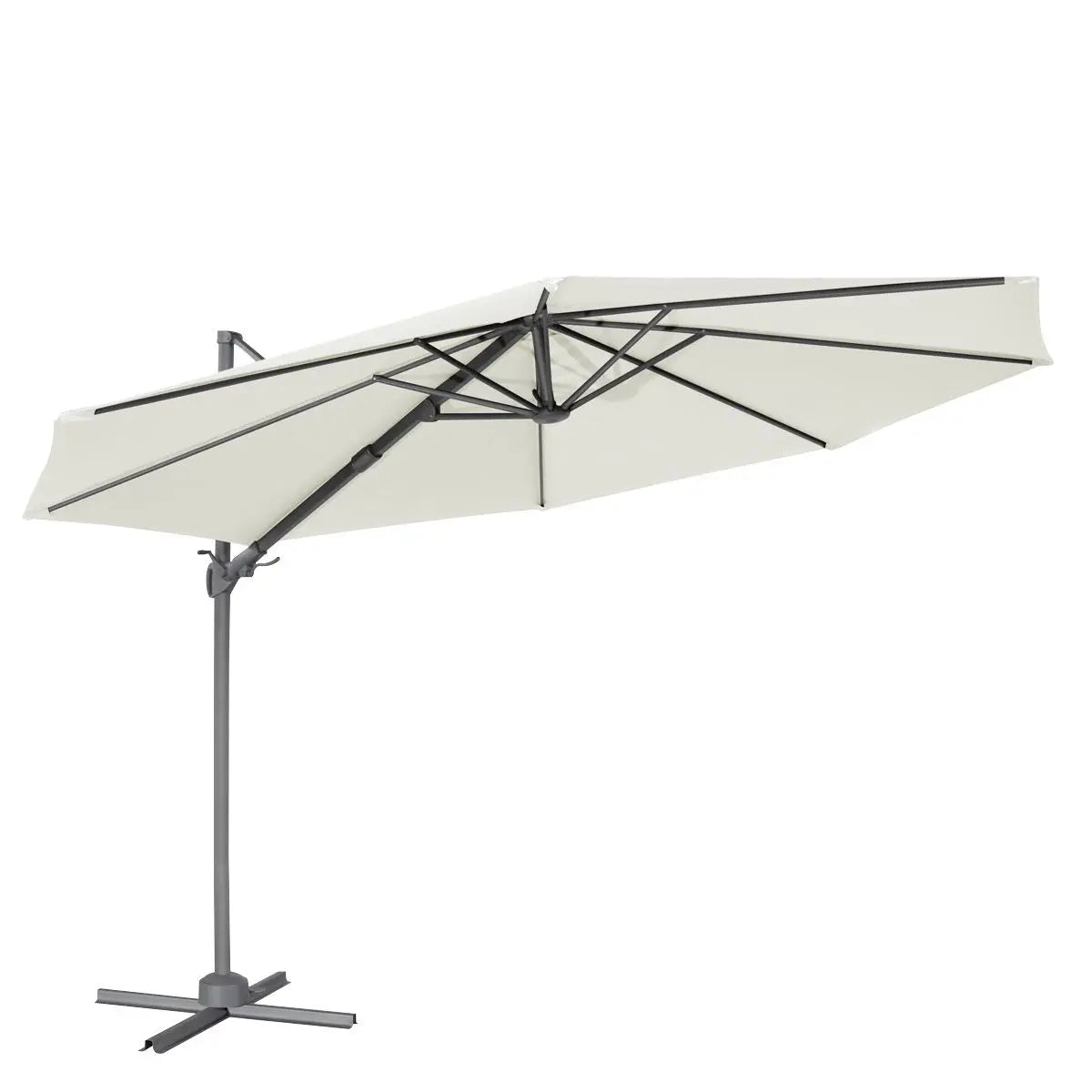Dellonda Ø3m Garden/Patio Cantilever Parasol/Umbrella with Crank Handle, 360° Rotation, Tilt and Cover, Cream  White Rose Tools