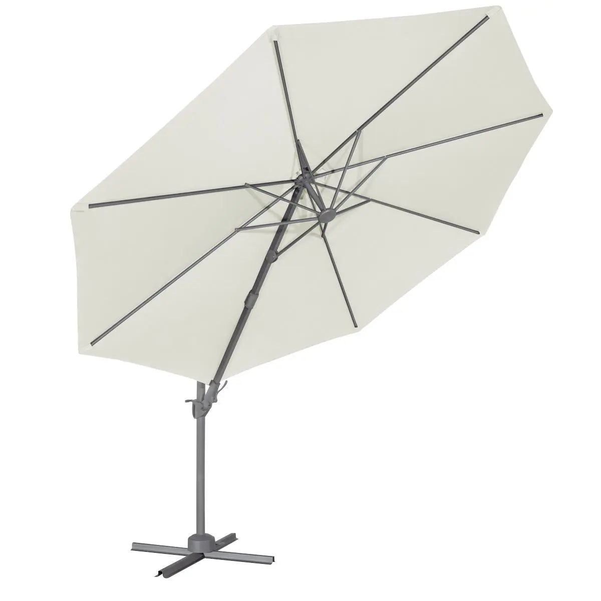 Dellonda Ø3m Garden/Patio Cantilever Parasol/Umbrella with Crank Handle, 360° Rotation, Tilt and Cover, Cream  White Rose Tools