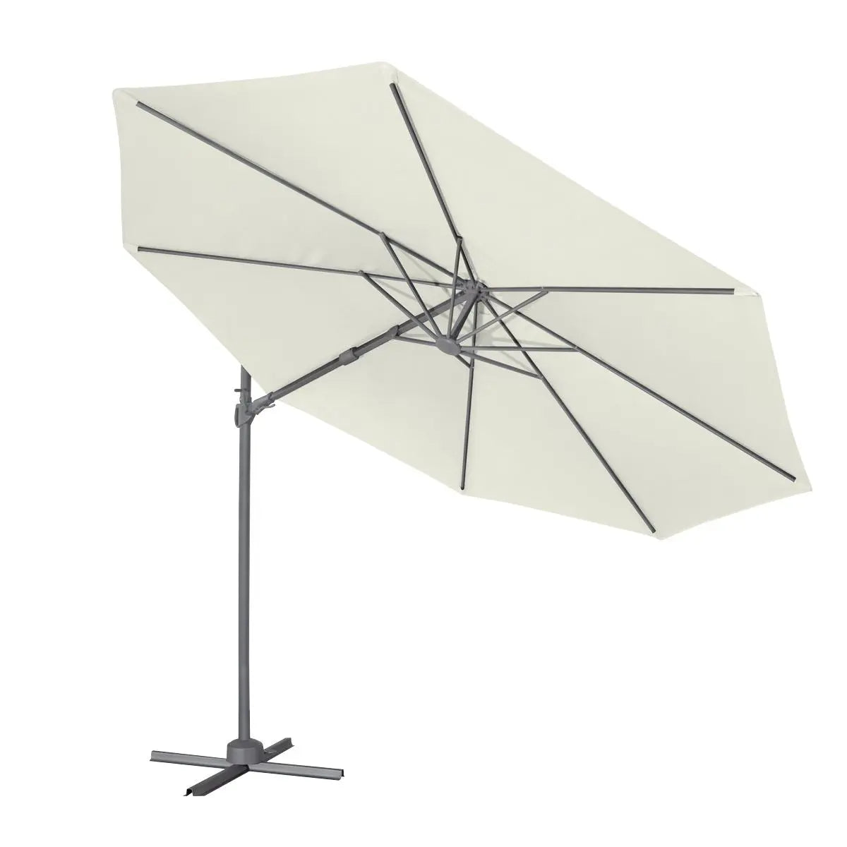 Dellonda Ø3m Garden/Patio Cantilever Parasol/Umbrella with Crank Handle, 360° Rotation, Tilt and Cover, Cream  White Rose Tools