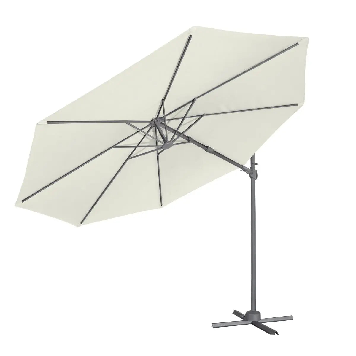 Dellonda Ø3m Garden/Patio Cantilever Parasol/Umbrella with Crank Handle, 360° Rotation, Tilt and Cover, Cream  White Rose Tools