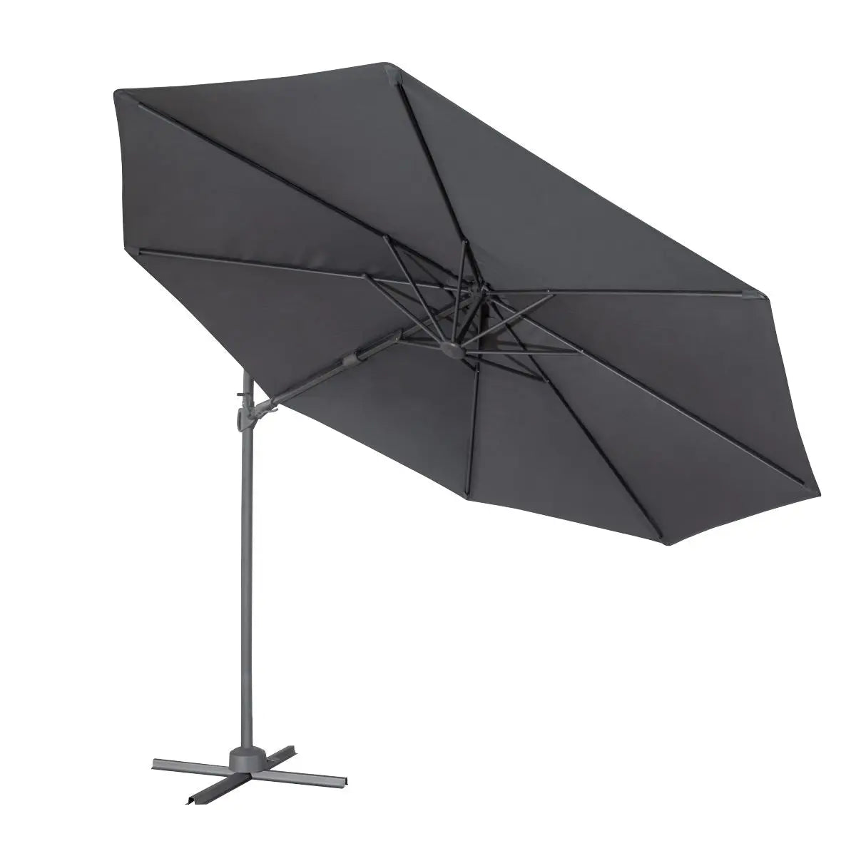 Dellonda Ø3m Garden/Patio Cantilever Parasol/Umbrella with Crank Handle, Tilt, 360° Rotation and Cover, Grey  White Rose Tools