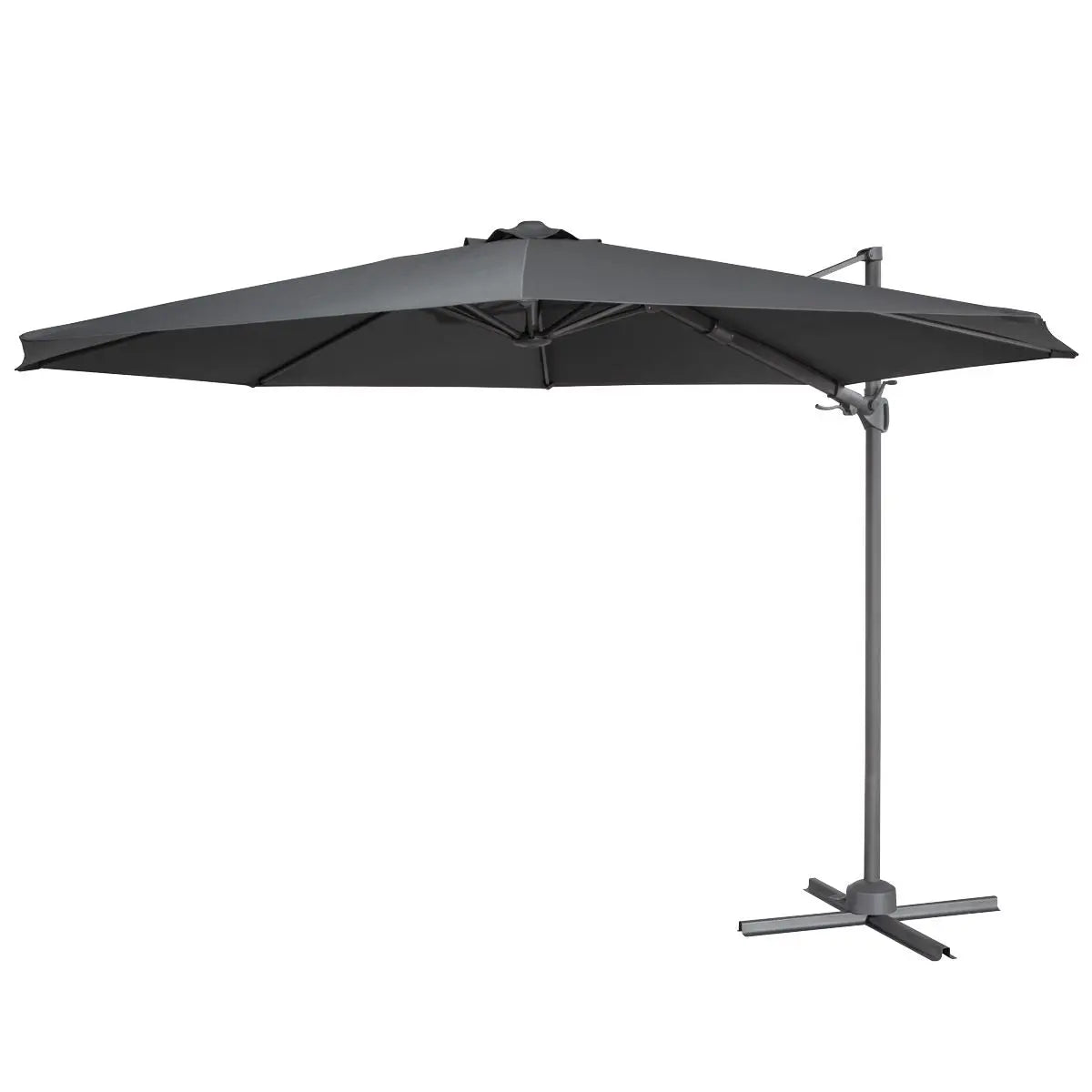 Dellonda Ø3m Garden/Patio Cantilever Parasol/Umbrella with Crank Handle, Tilt, 360° Rotation and Cover, Grey  White Rose Tools