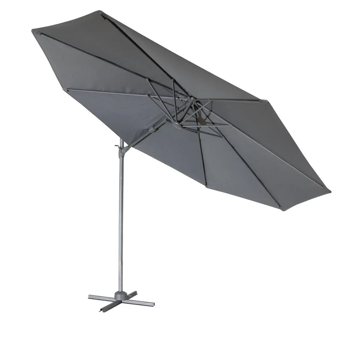 Dellonda Ø3m Garden/Patio Cantilever Parasol/Umbrella with Crank Handle, Tilt, 360° Rotation and Cover, Grey  White Rose Tools
